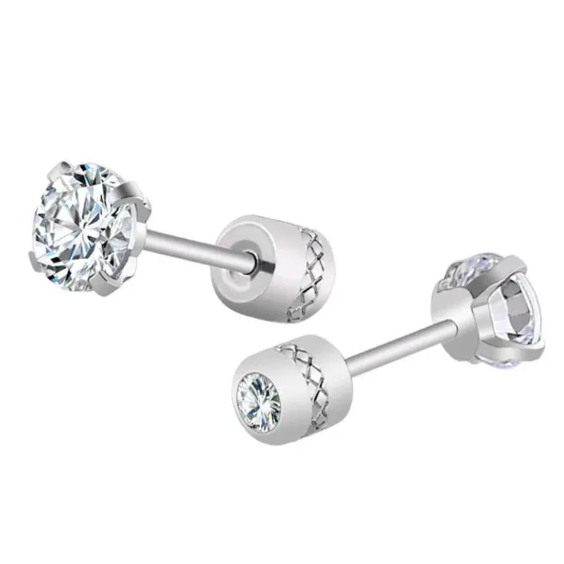 1 piece Medical Stainless steel Crystal Zircon Ear Studs Earrings Tragus Cartilage Hypoallergenic Screws Piercing Jewelry