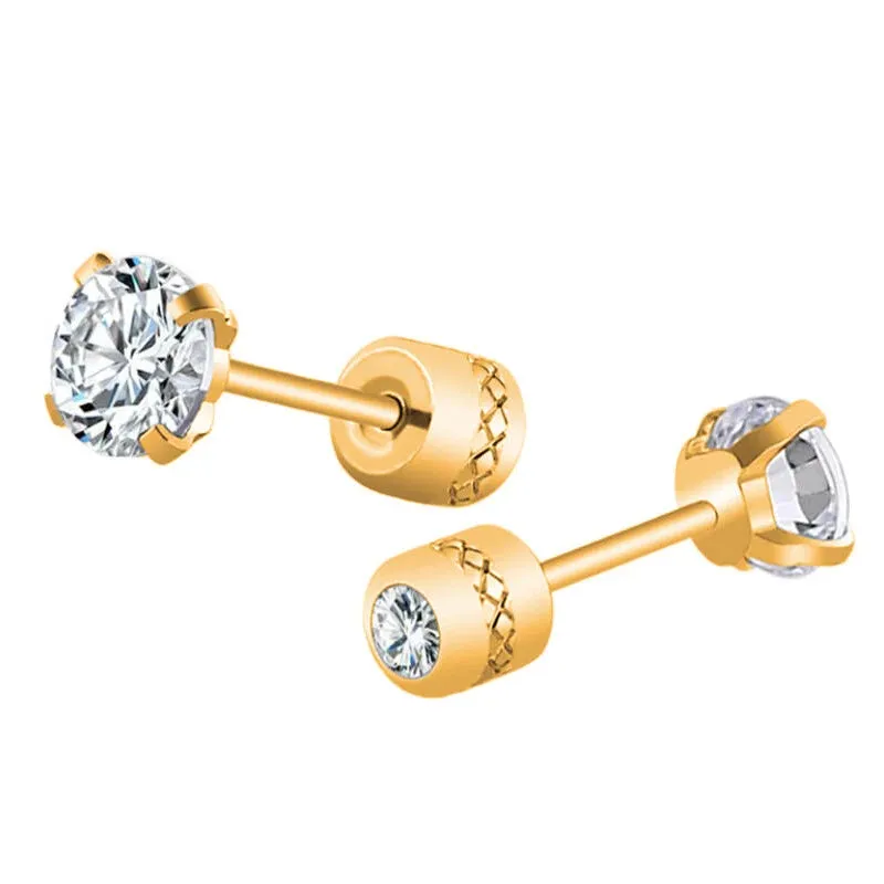 1 piece Medical Stainless steel Crystal Zircon Ear Studs Earrings Tragus Cartilage Hypoallergenic Screws Piercing Jewelry