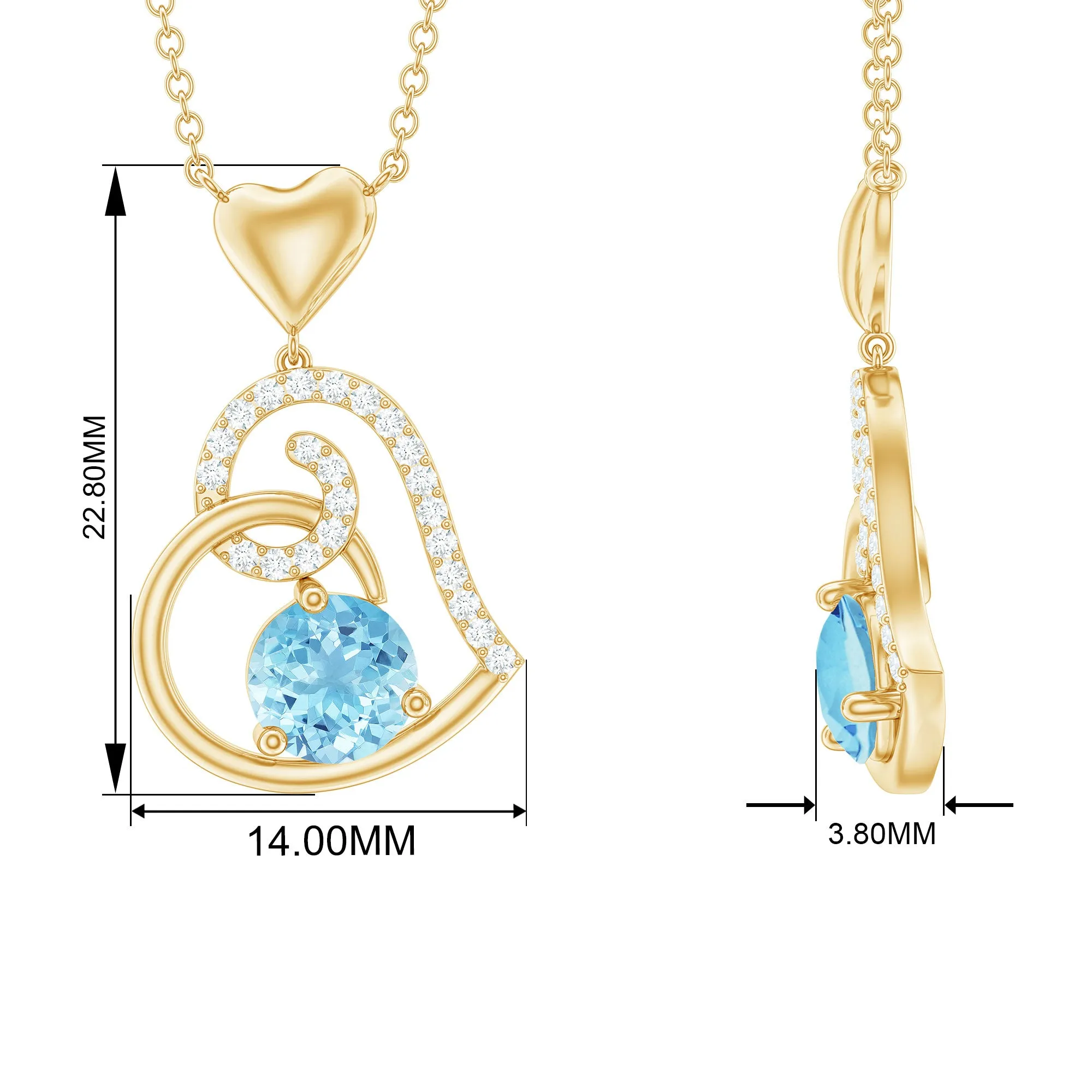 1.25 CT Aquamarine and Diamond Heart Drop Pendant