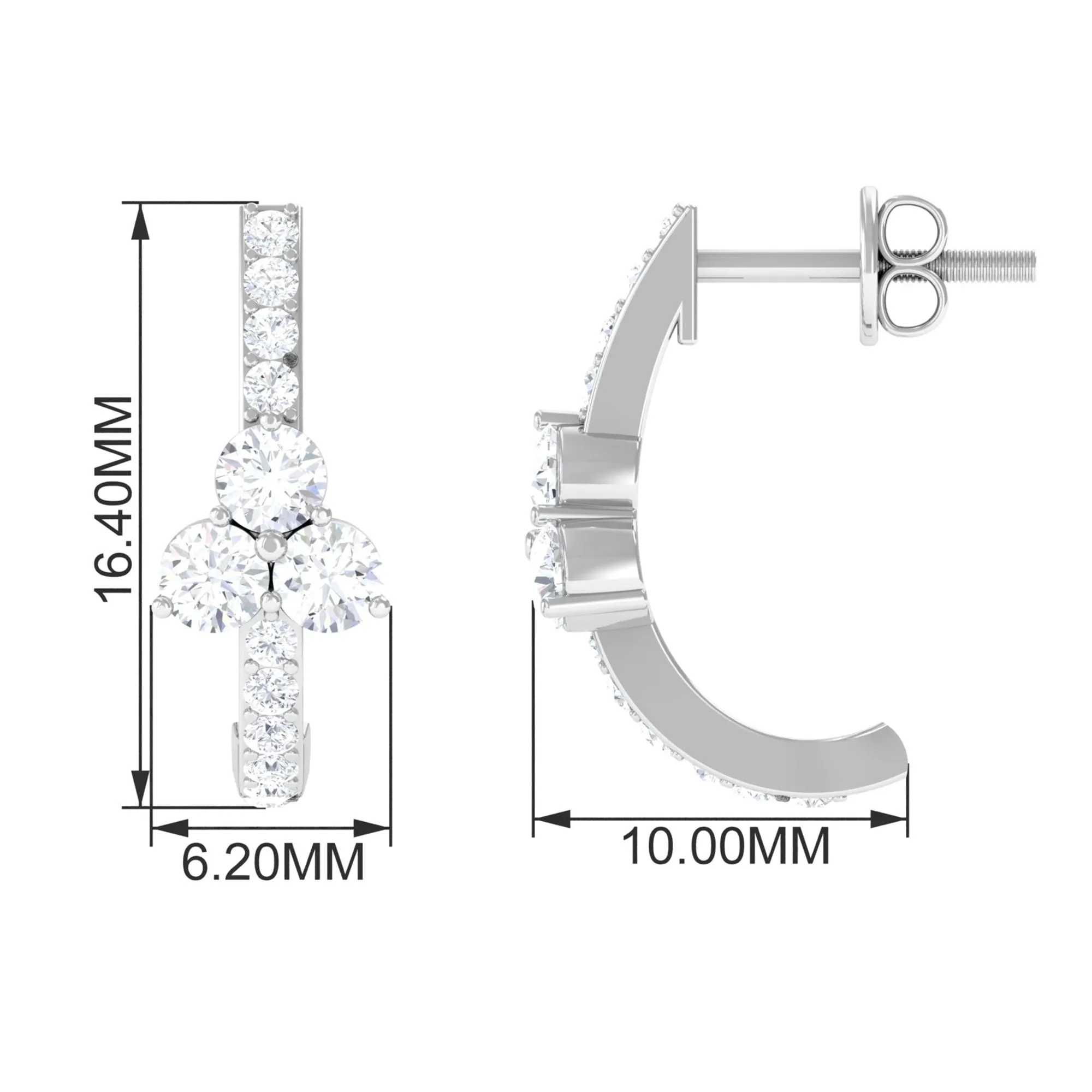 1.25 CT Round Zircon Trio Hinged Hoop Earrings