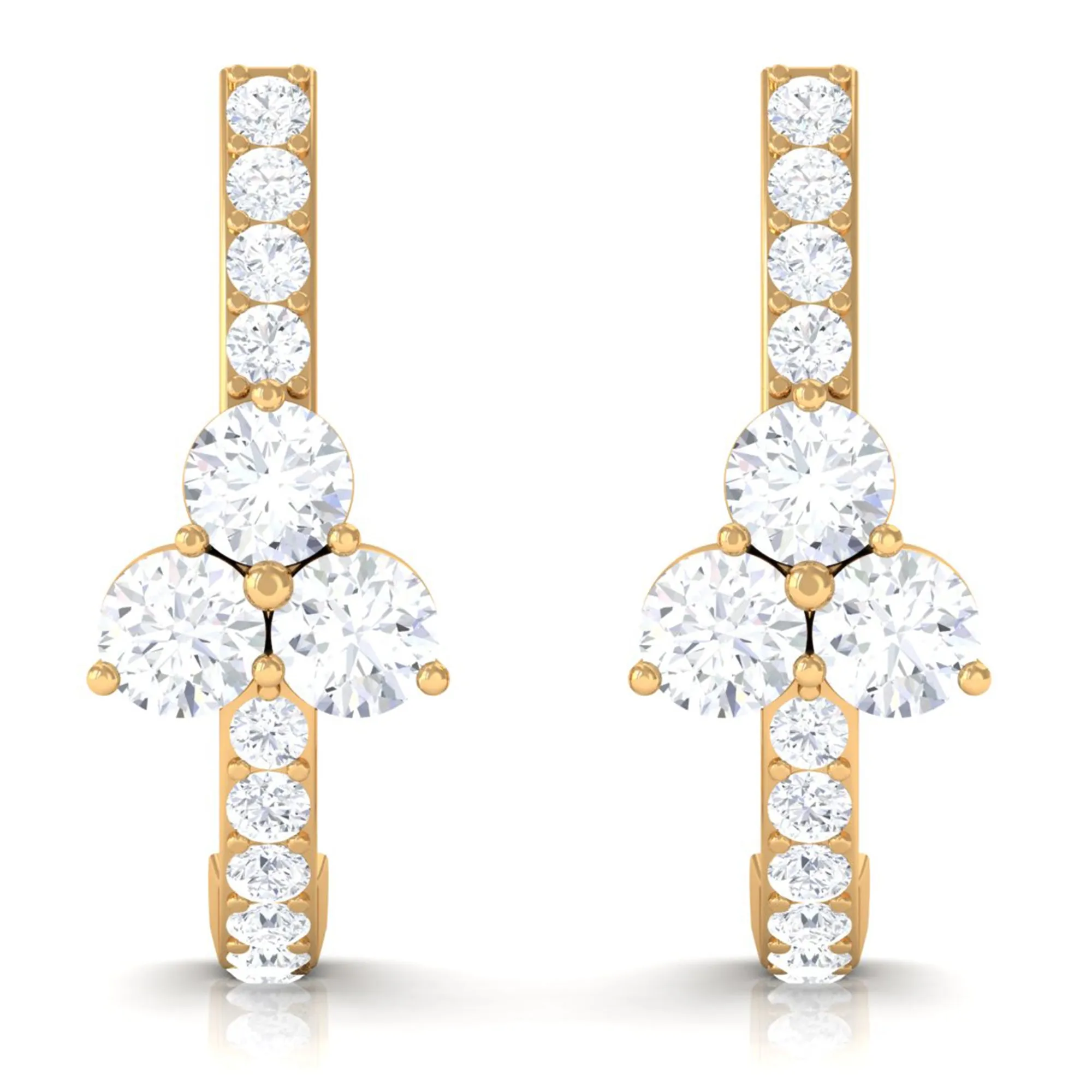1.25 CT Round Zircon Trio Hinged Hoop Earrings