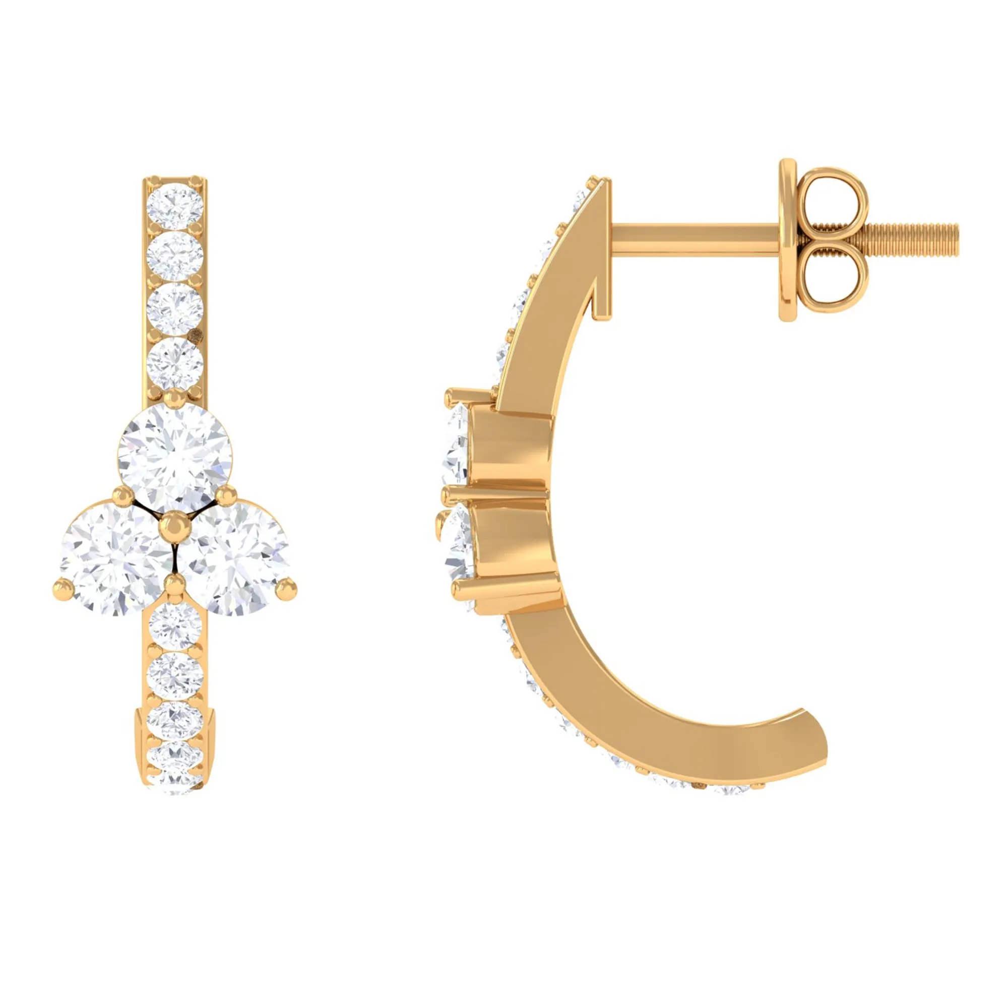 1.25 CT Round Zircon Trio Hinged Hoop Earrings