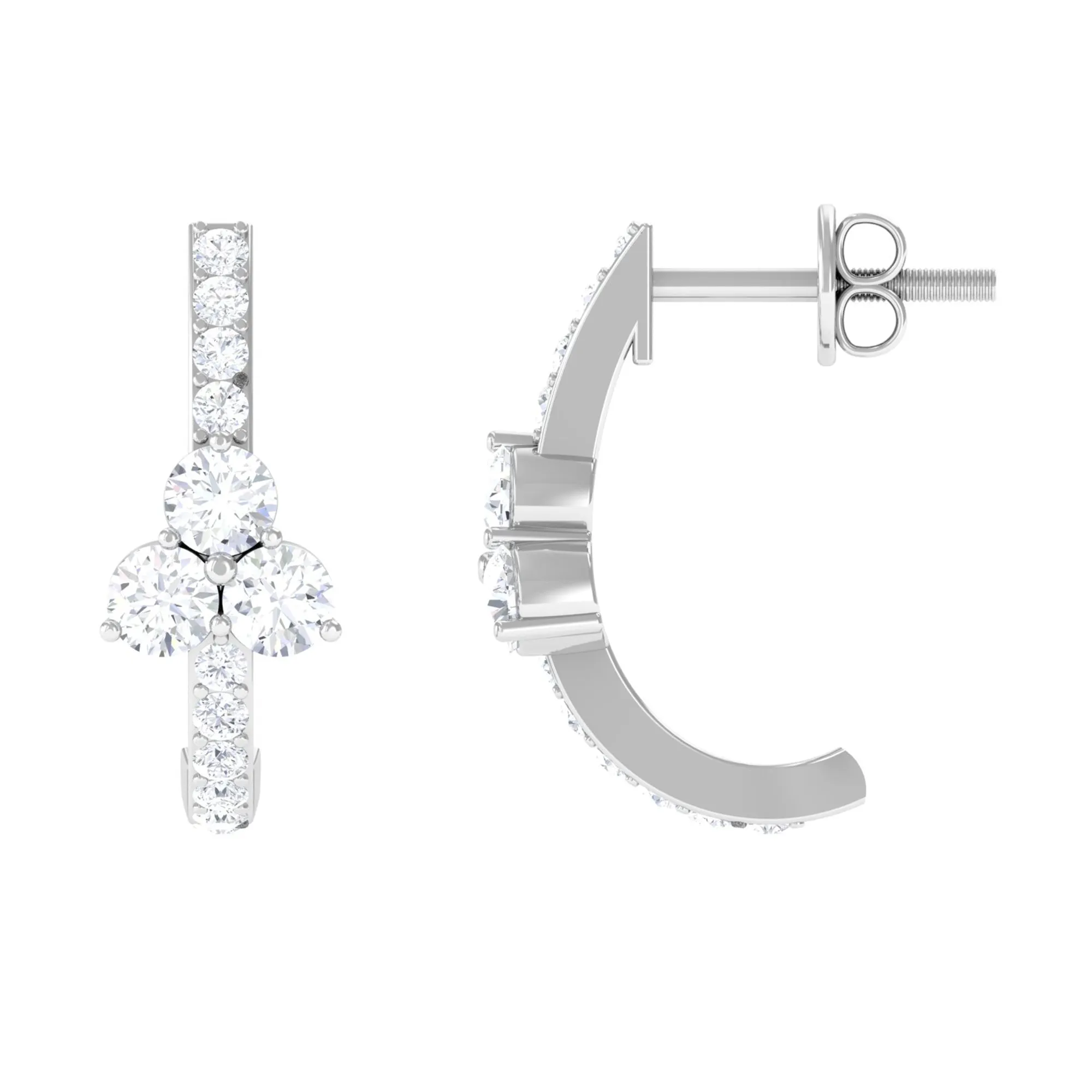 1.25 CT Round Zircon Trio Hinged Hoop Earrings