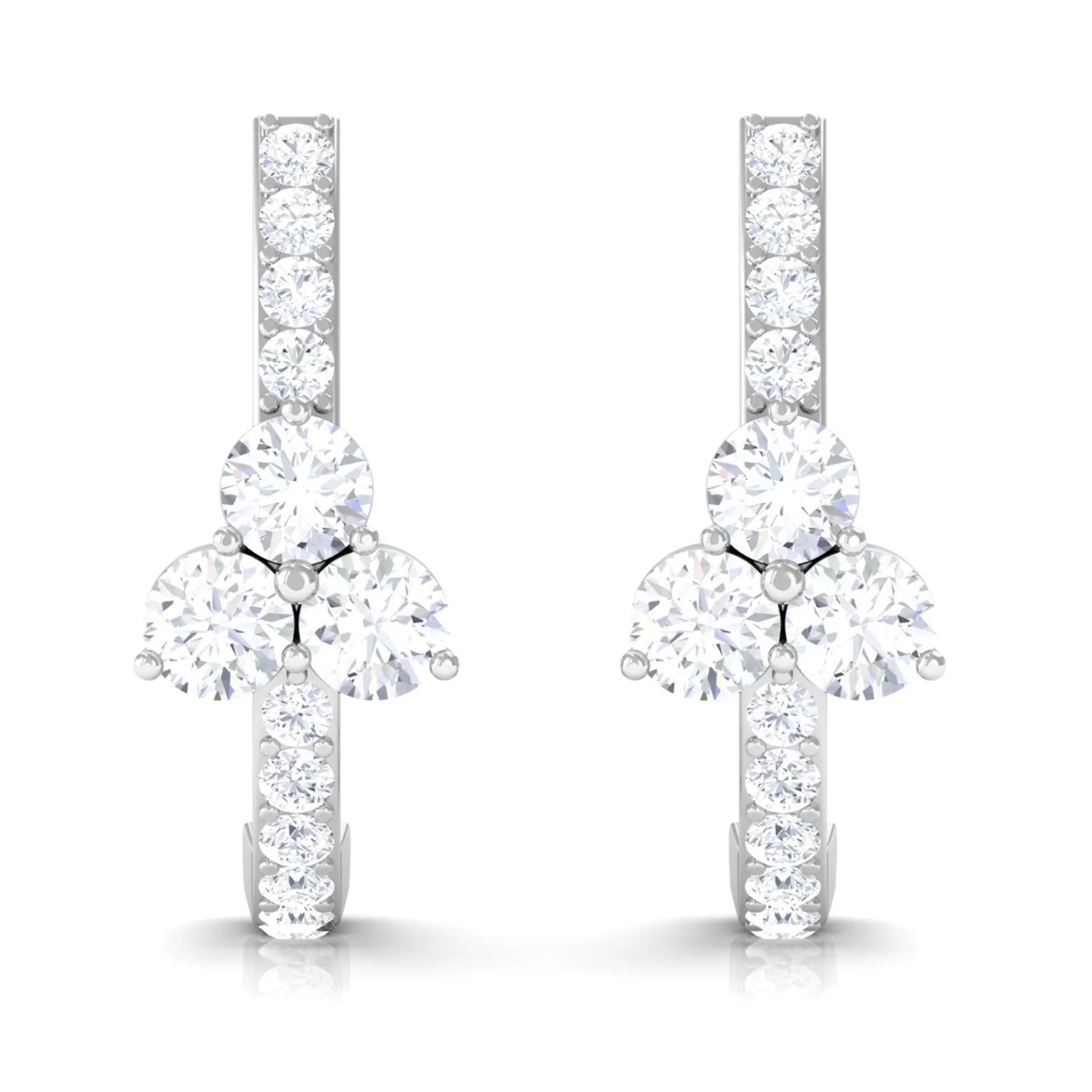 1.25 CT Round Zircon Trio Hinged Hoop Earrings