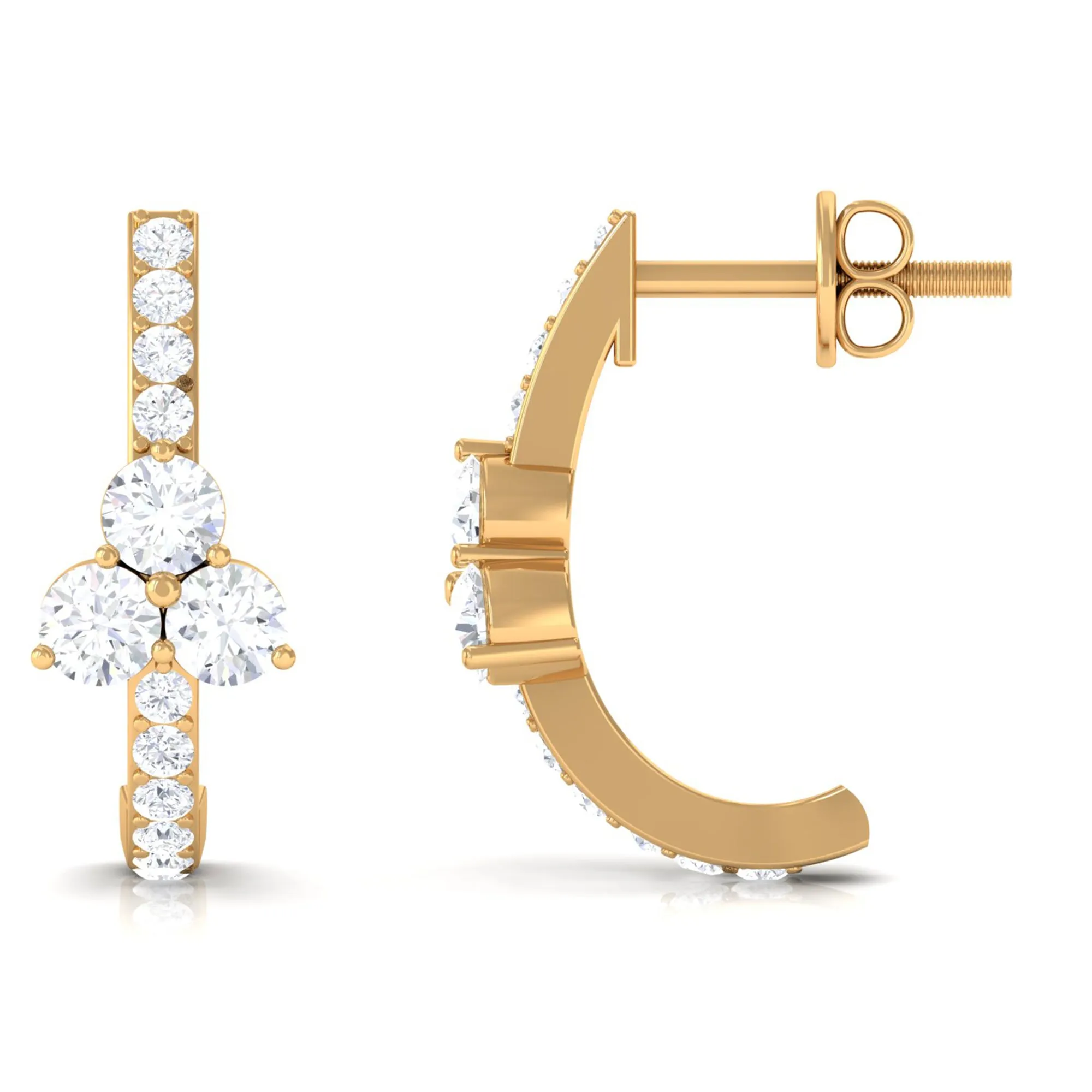 1.25 CT Round Zircon Trio Hinged Hoop Earrings