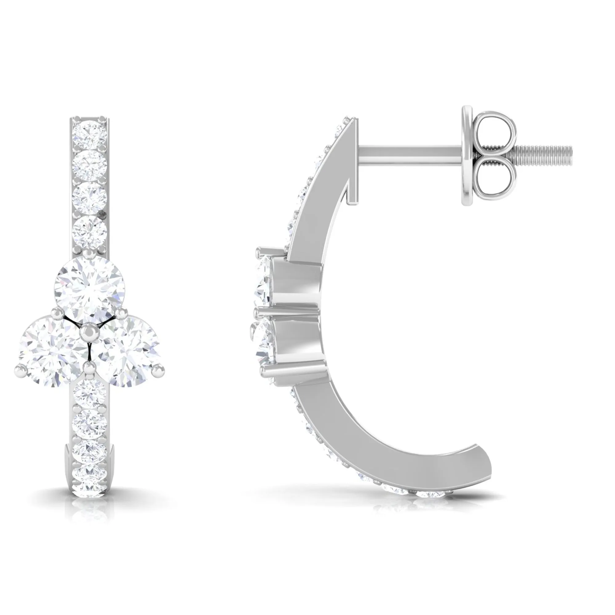1.25 CT Round Zircon Trio Hinged Hoop Earrings