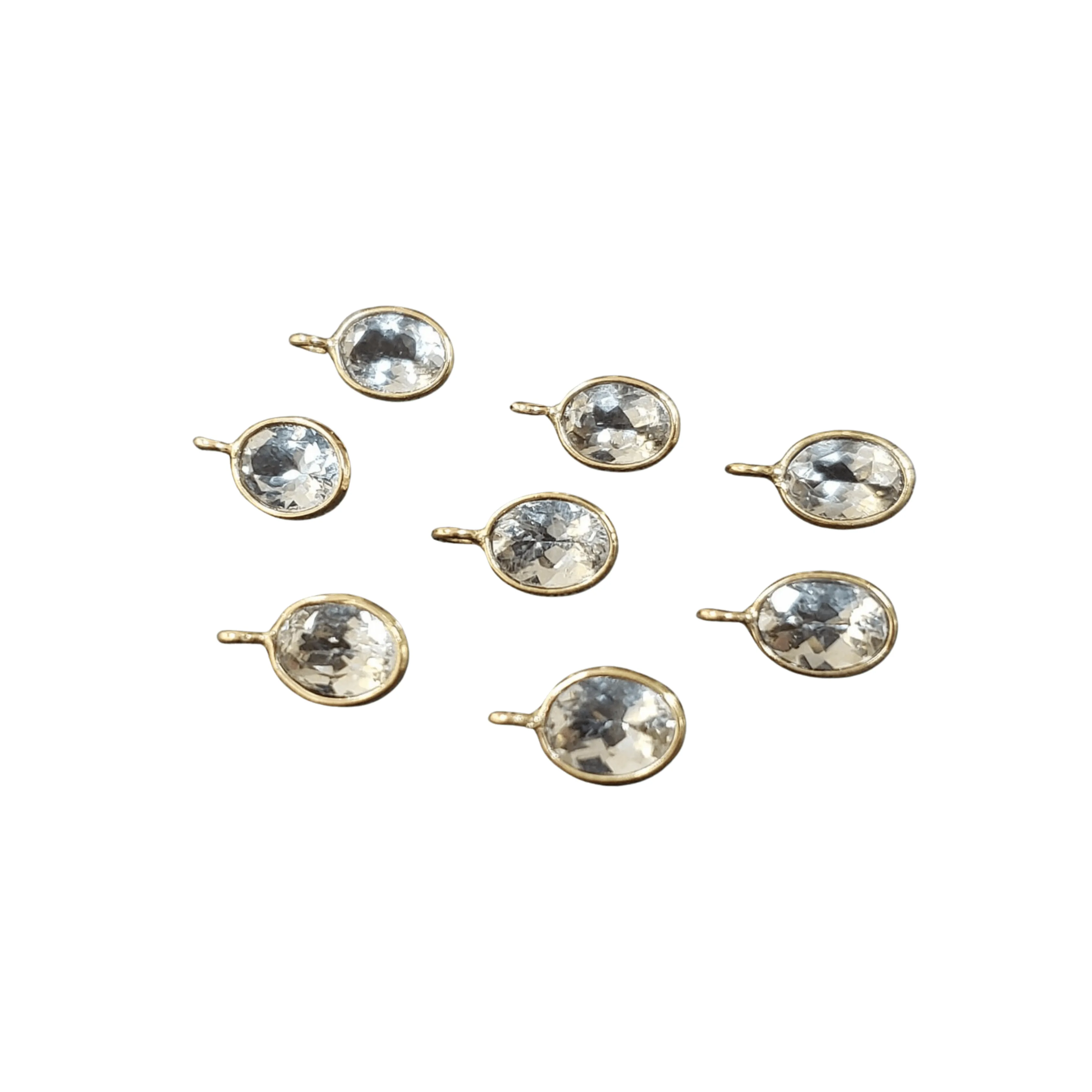 14k Gold Faceted Oval Shape Aquamarine Charm