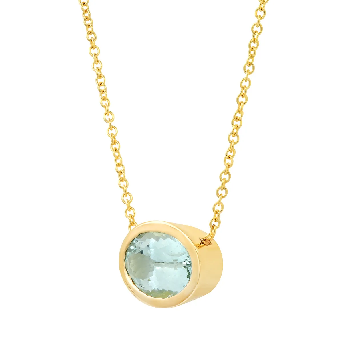 14K YG Aquamarine Gypsy Necklace