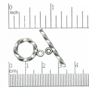 19mm x 15mm Loop, 27mm Bar Twisted Toggle - Made of Pewter - Sold as a Set - CBS3222