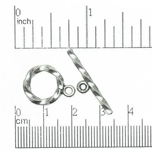 19mm x 15mm Loop, 27mm Bar Twisted Toggle - Made of Pewter - Sold as a Set - CBS3222