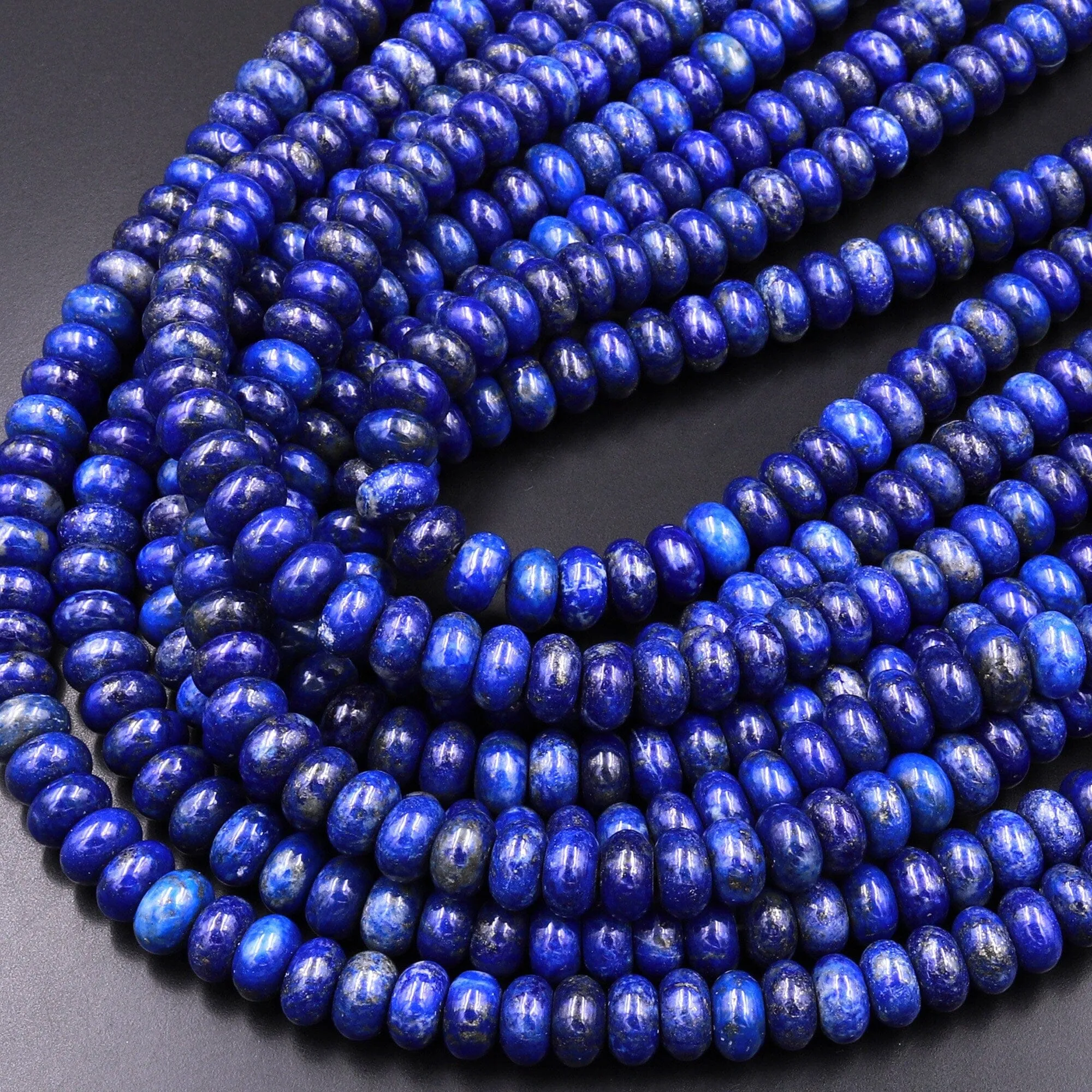 AA Natural Lapis Beads Smooth Rondelle Beads 6mm 8mm 10mm 12mm 15.5" Strand