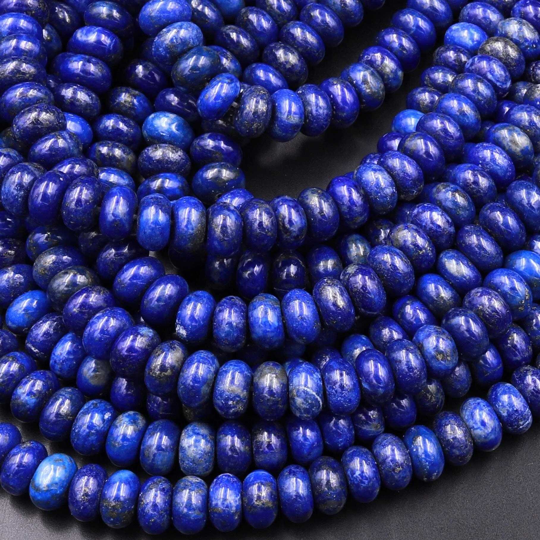 AA Natural Lapis Beads Smooth Rondelle Beads 6mm 8mm 10mm 12mm 15.5" Strand