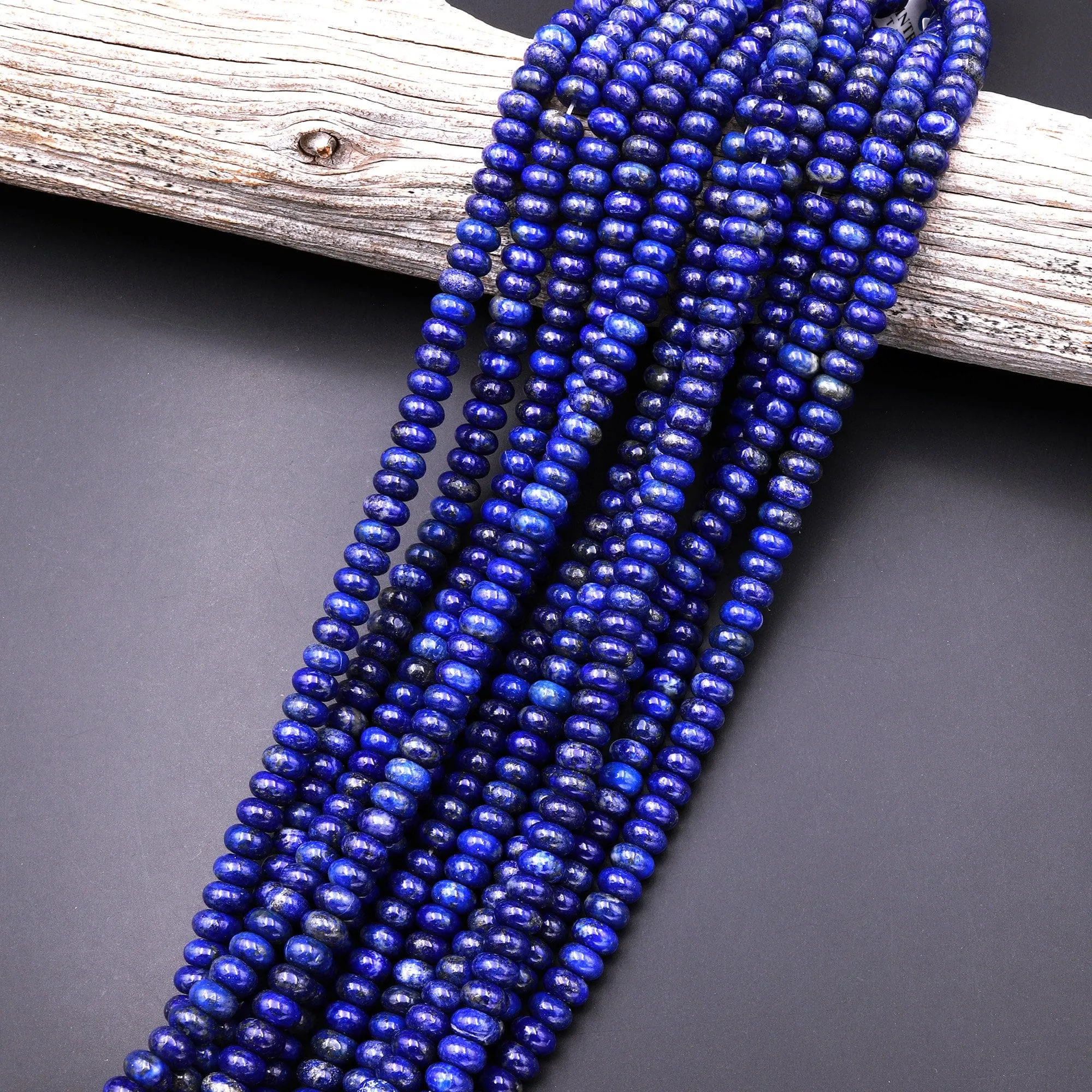 AA Natural Lapis Beads Smooth Rondelle Beads 6mm 8mm 10mm 12mm 15.5" Strand