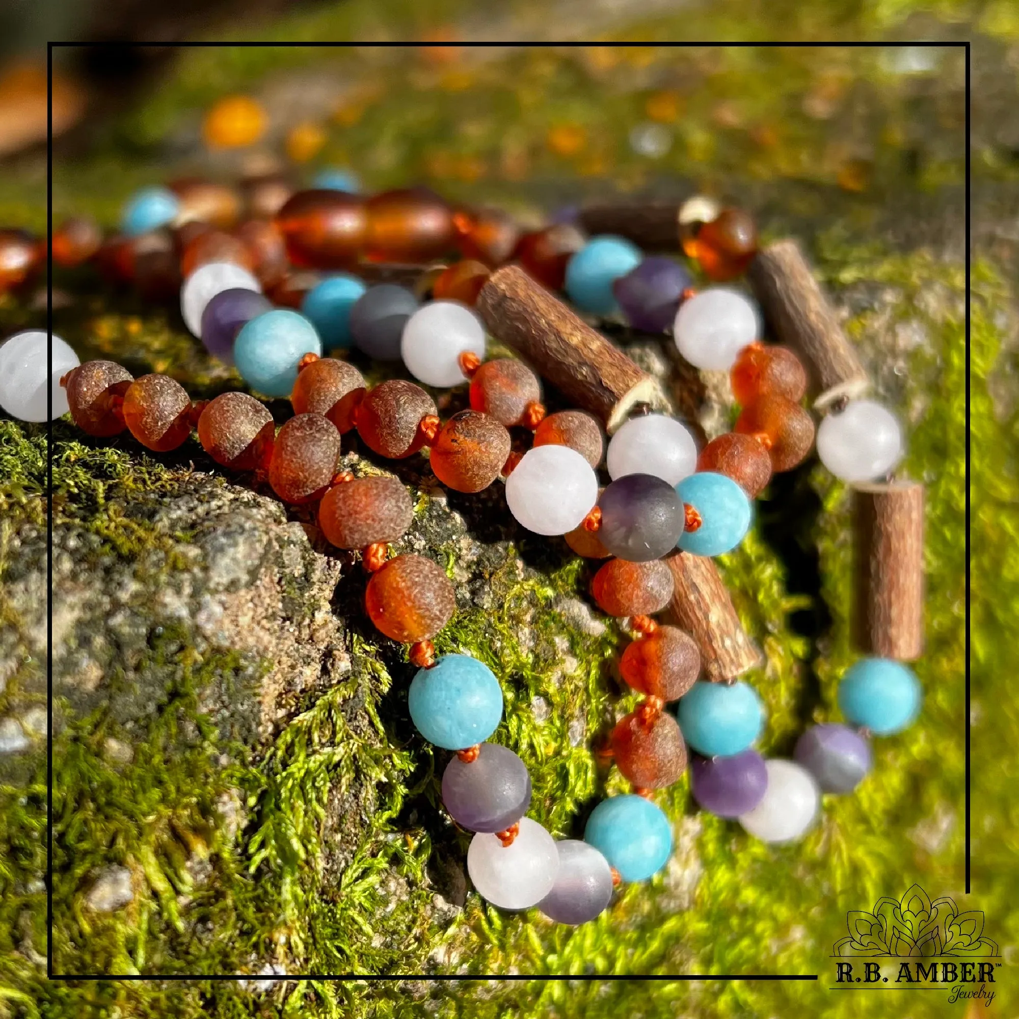 Adults | Mermaid Mix   Raw Cognac Amber Bracelet