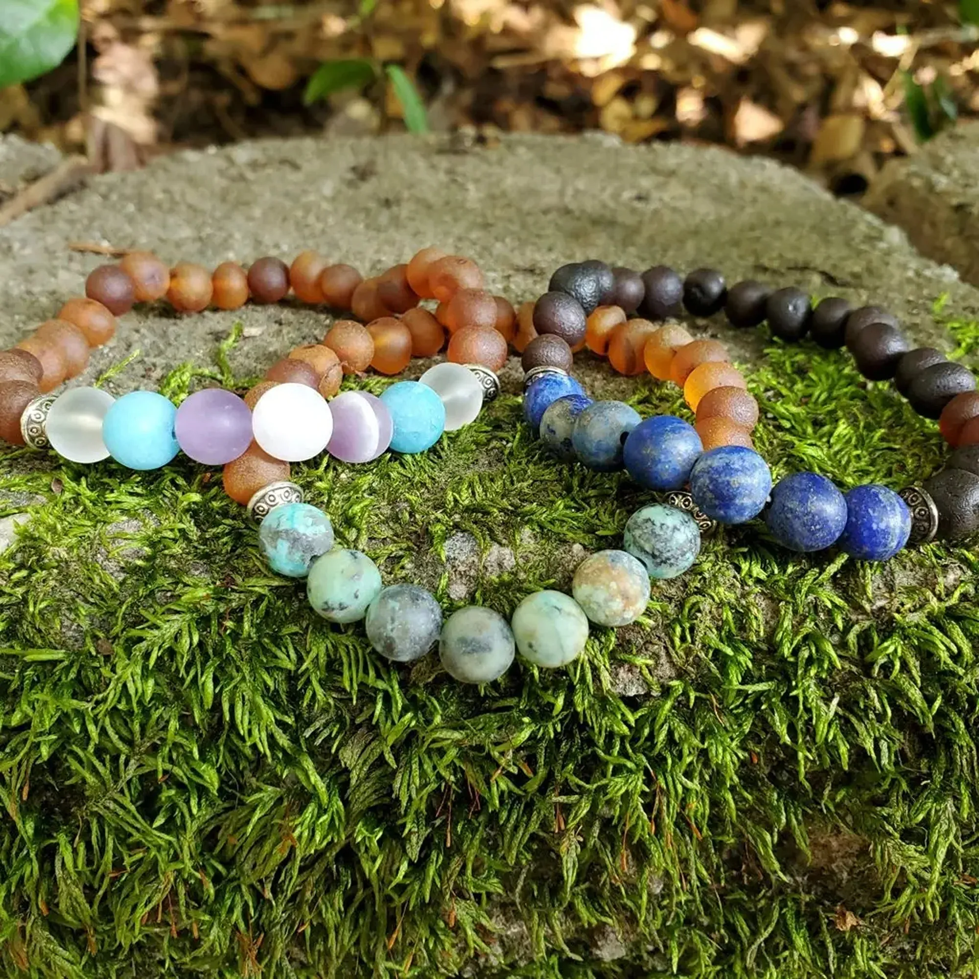 Adults | Mermaid Mix   Raw Cognac Amber Bracelet