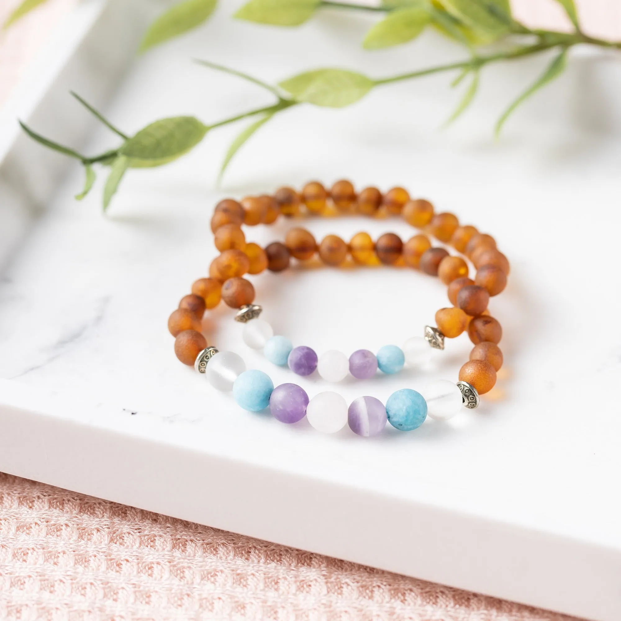 Adults | Mermaid Mix   Raw Cognac Amber Bracelet