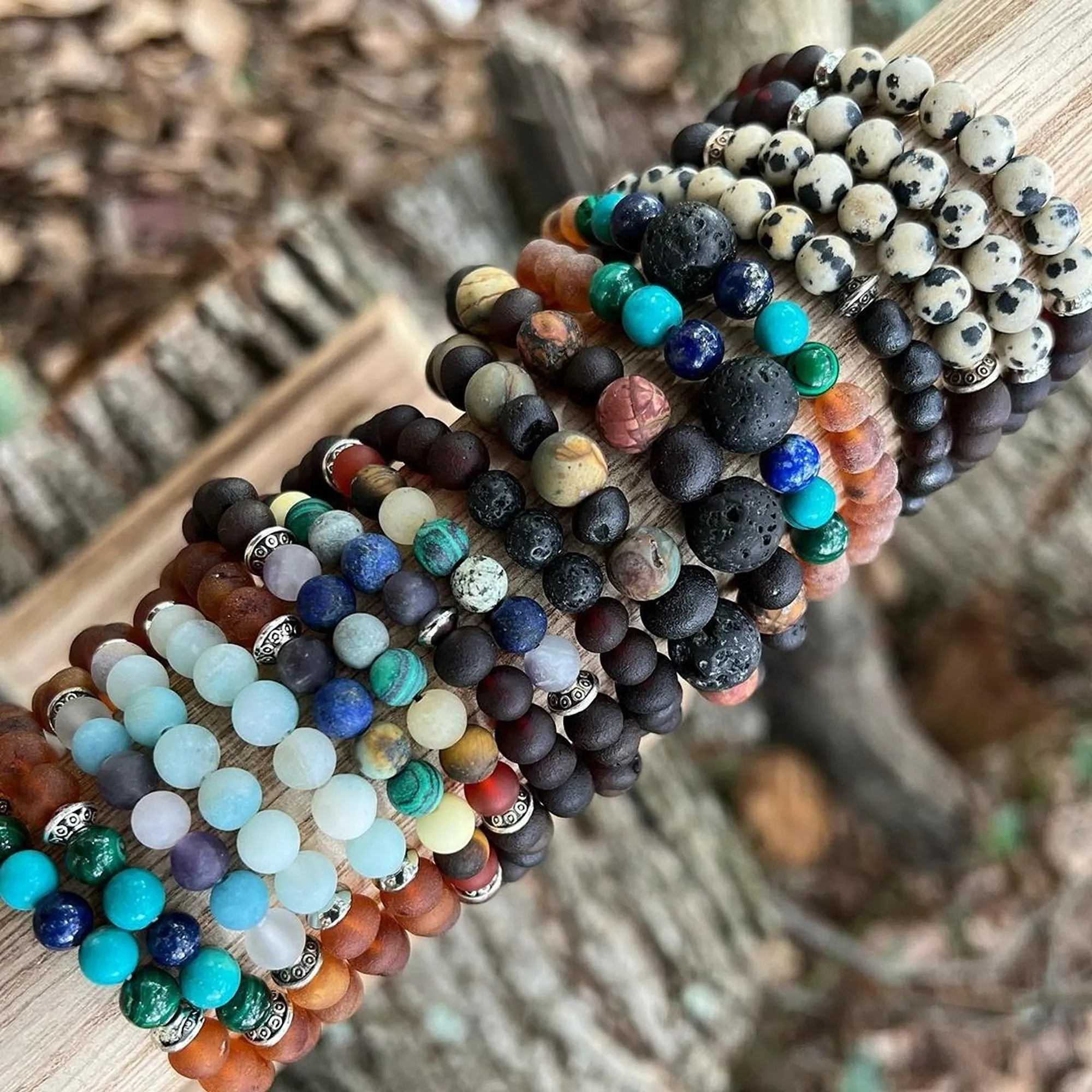 Adults | Picture Jasper   Raw Cherry Aromatherapy Bracelet