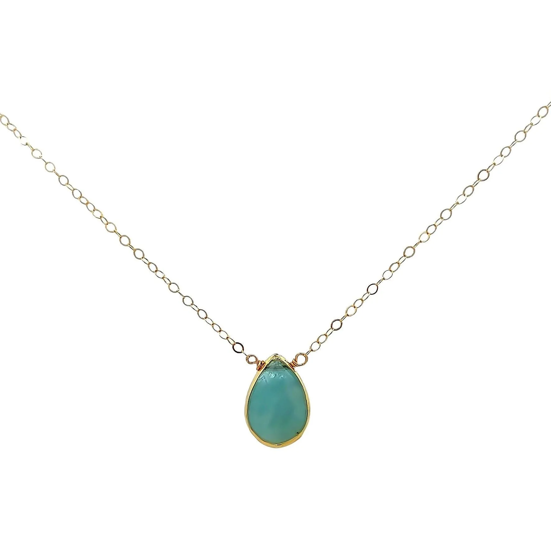 aegean - aquamarine rain drop necklace