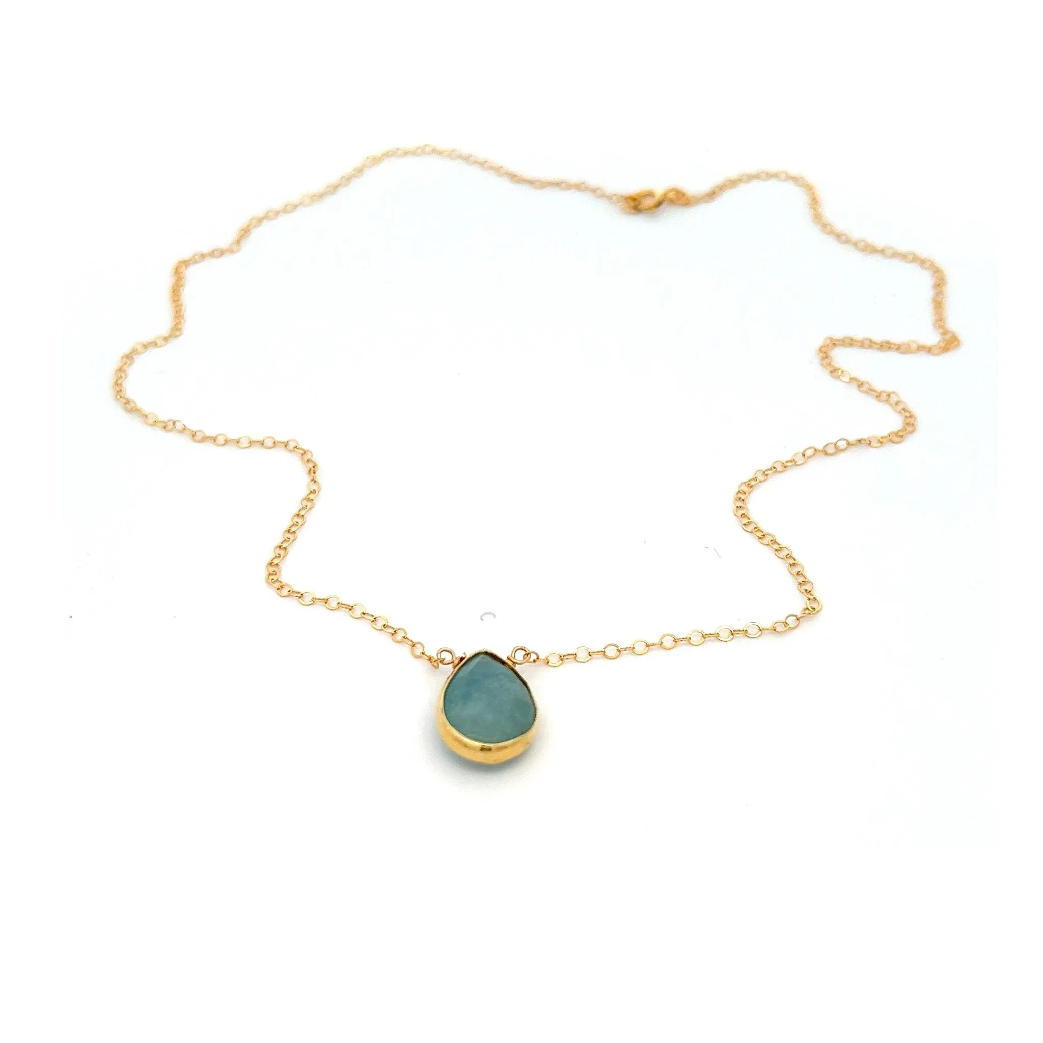 aegean - aquamarine rain drop necklace