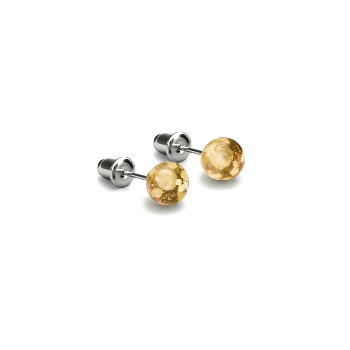Amber | .925 Sterling Silver | Mini Firefly Glass Stud Earrings