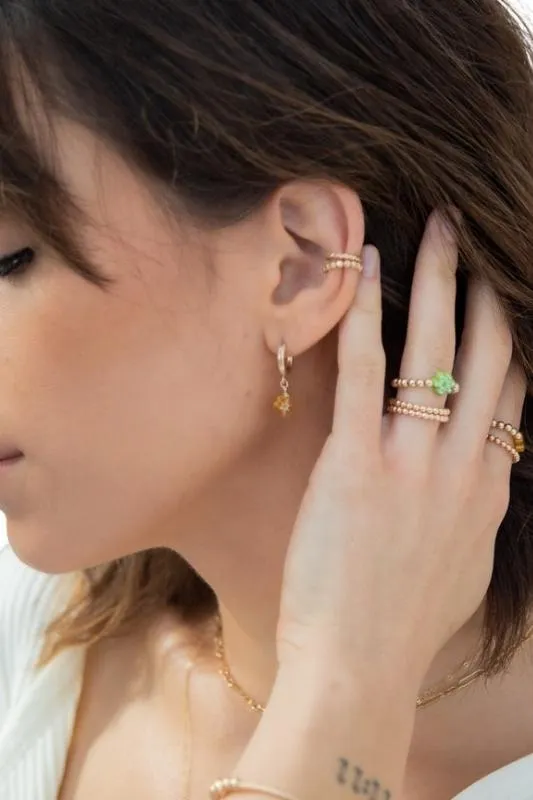 Amber Candy Flower Hoops - Gold Filled