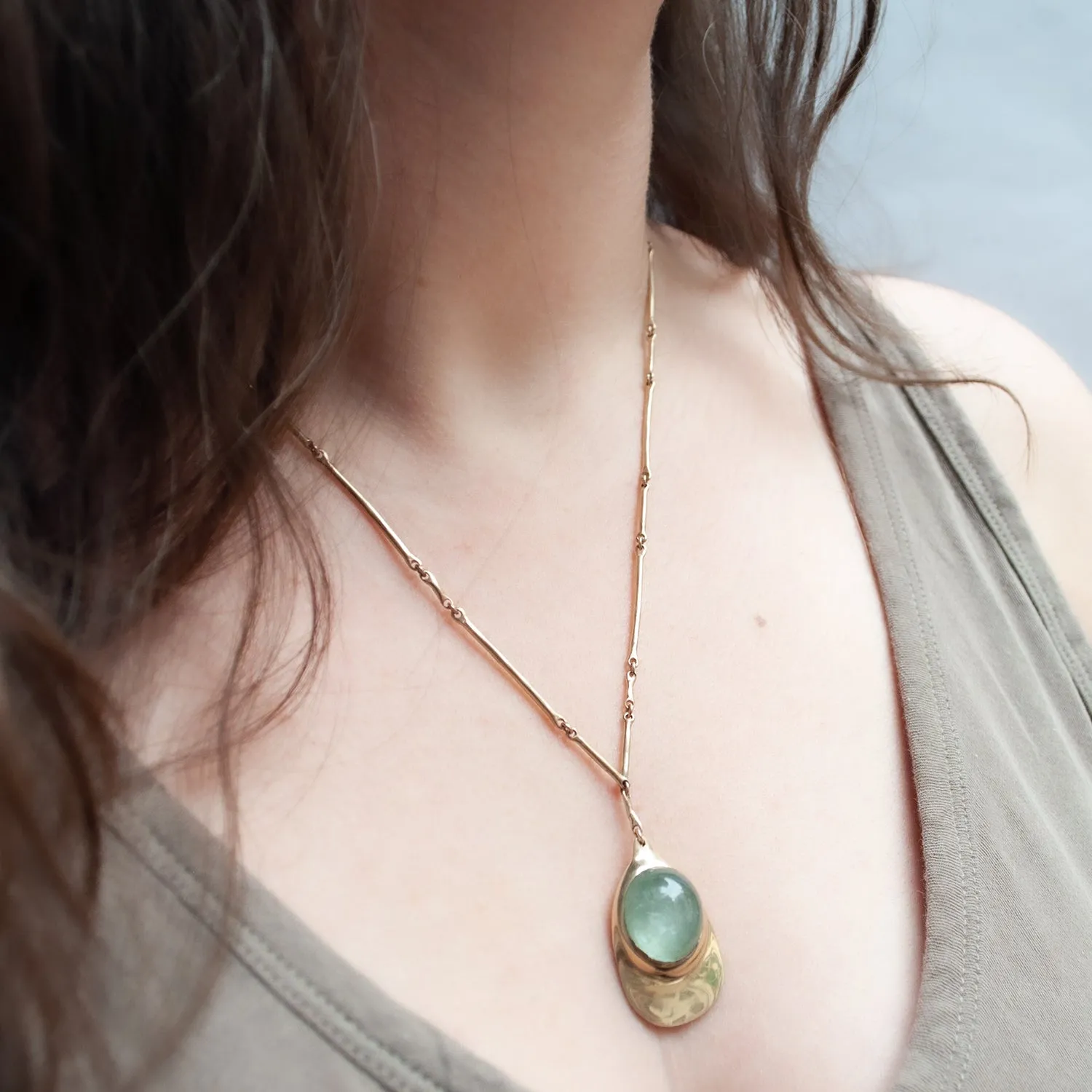 Aquamarine Cast Line Pendant Necklace