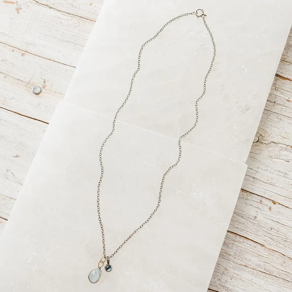 Aquamarine Necklace with London Blue Topaz on Cable Chain