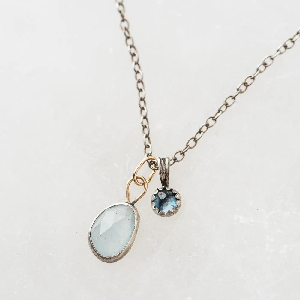 Aquamarine Necklace with London Blue Topaz on Cable Chain
