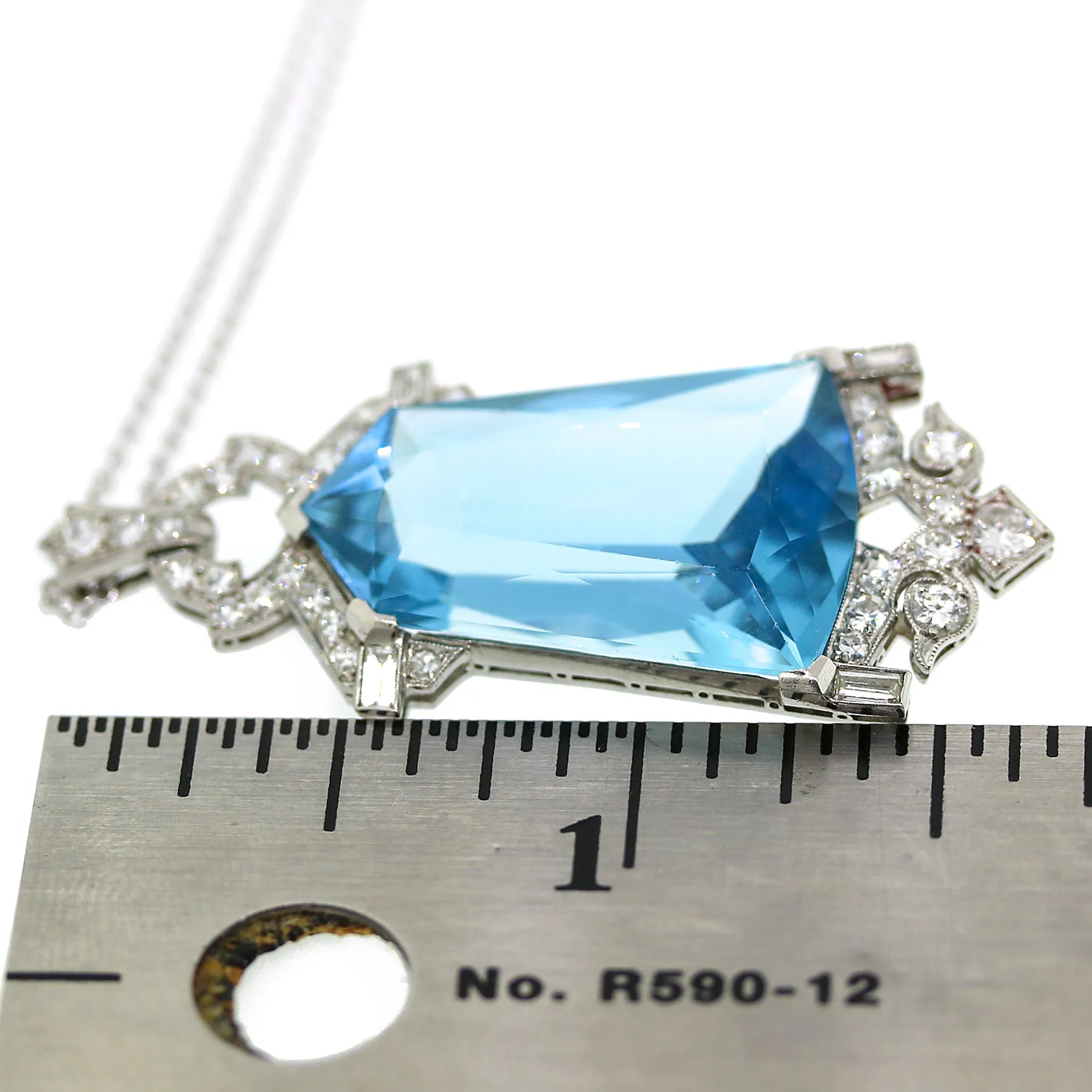 Art Deco Aquamarine and Diamond Pendant