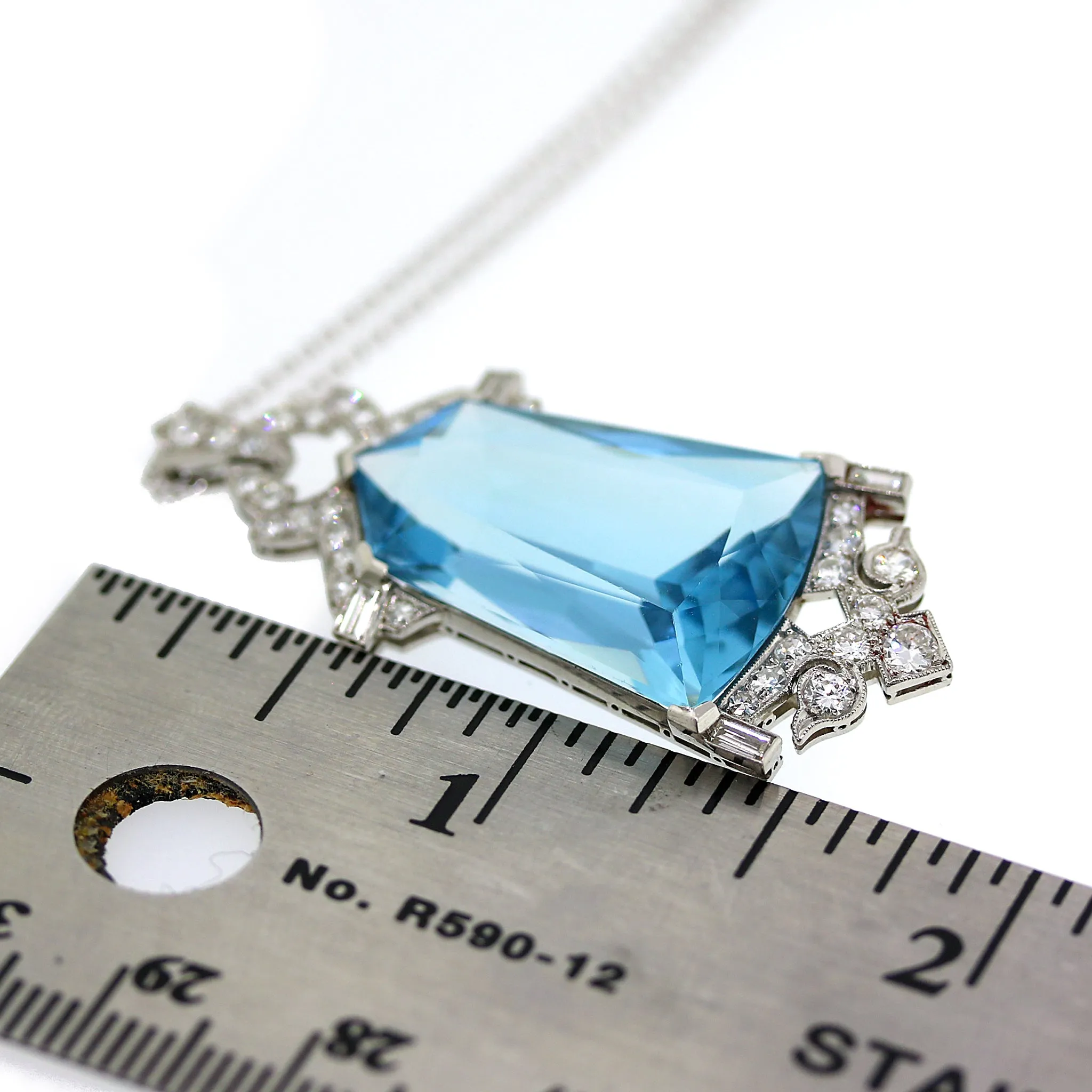 Art Deco Aquamarine and Diamond Pendant