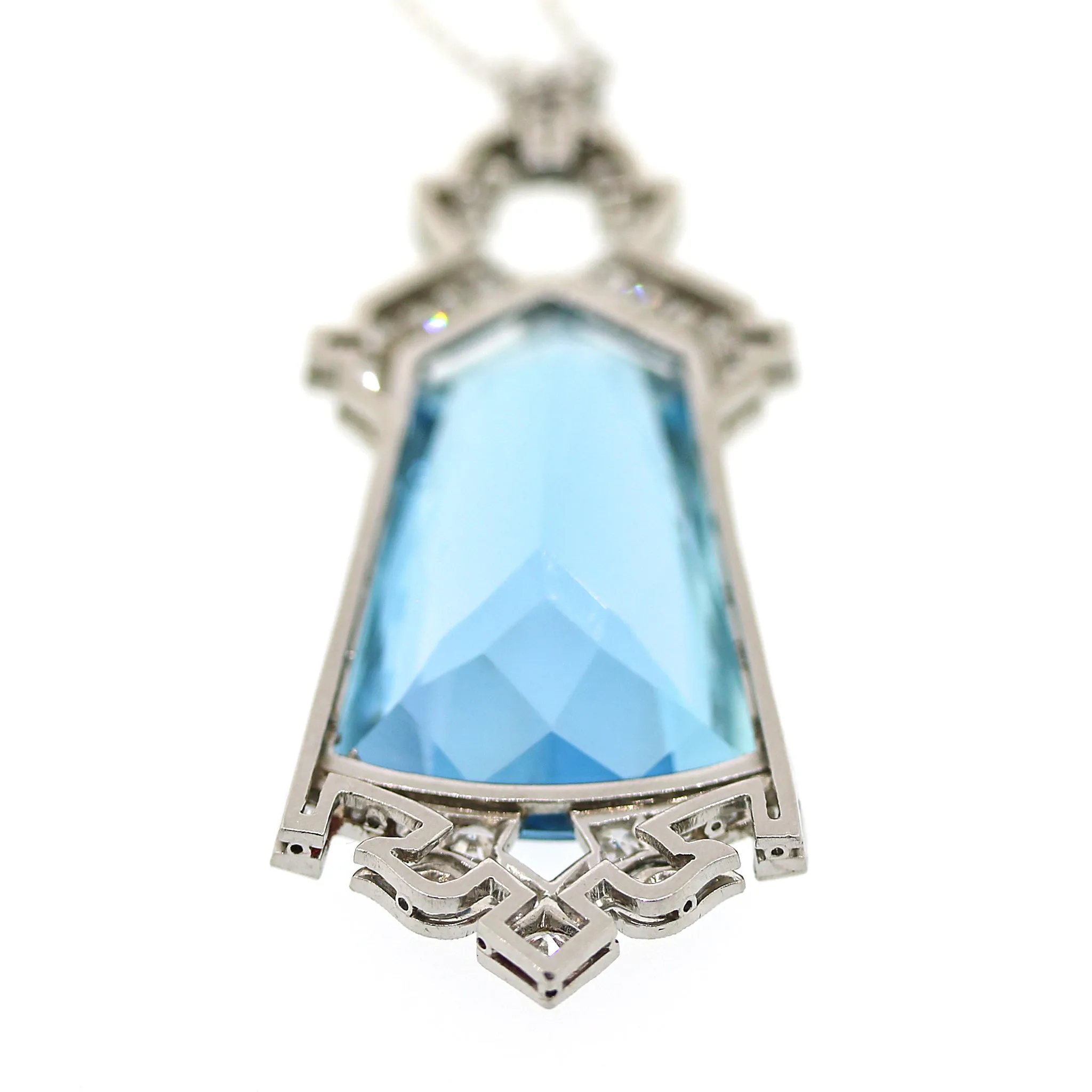 Art Deco Aquamarine and Diamond Pendant