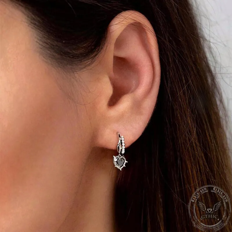 Asymmetric Heart Rose Zircon Stainless Steel Stud Earrings