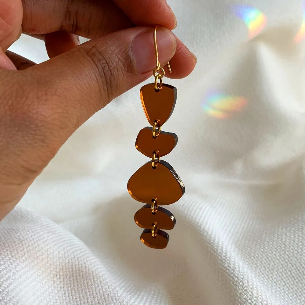 Balance Earrings Abstract Lasercut Acrylic in Amber Brown