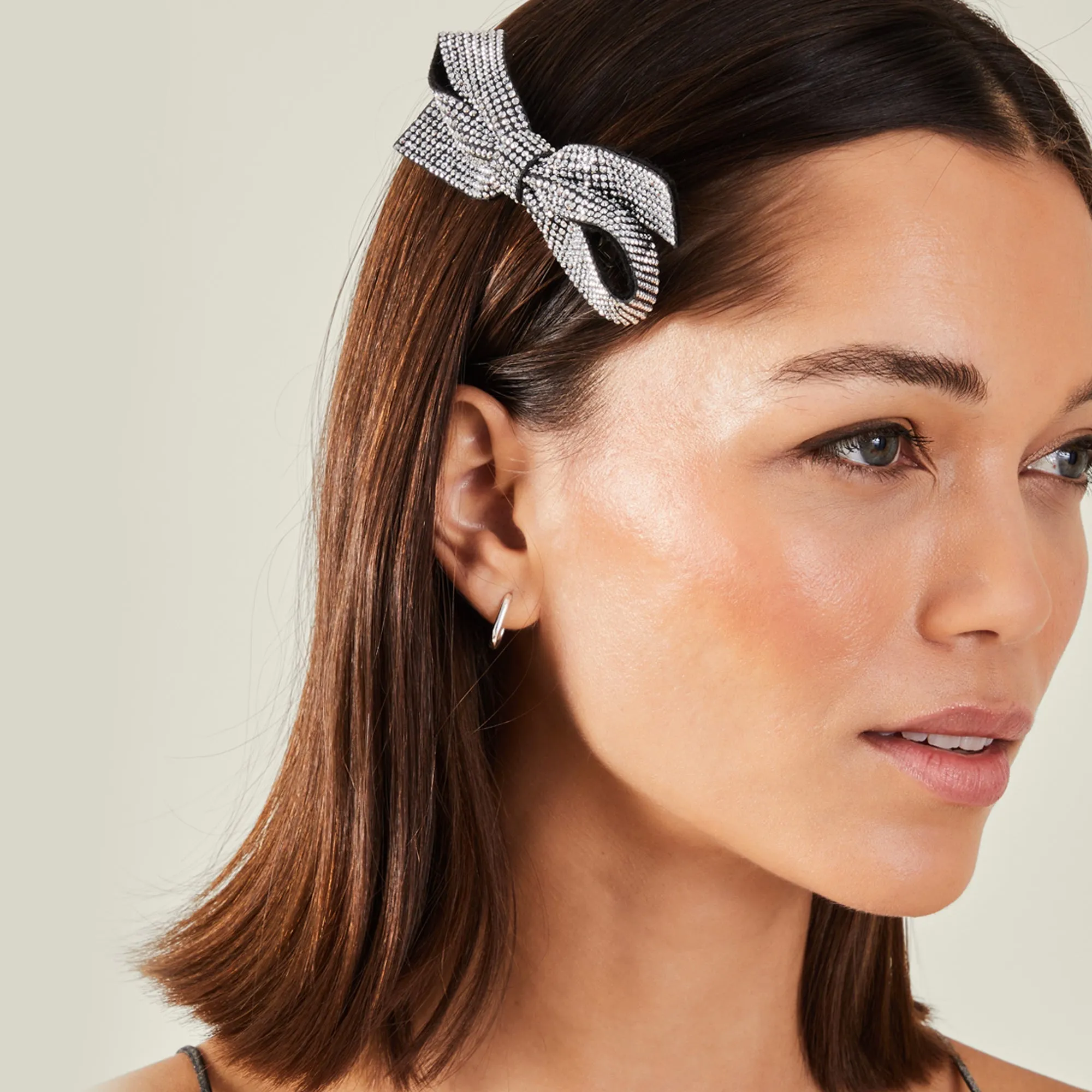Black Diamante Bow Hair Clips Set Of 2