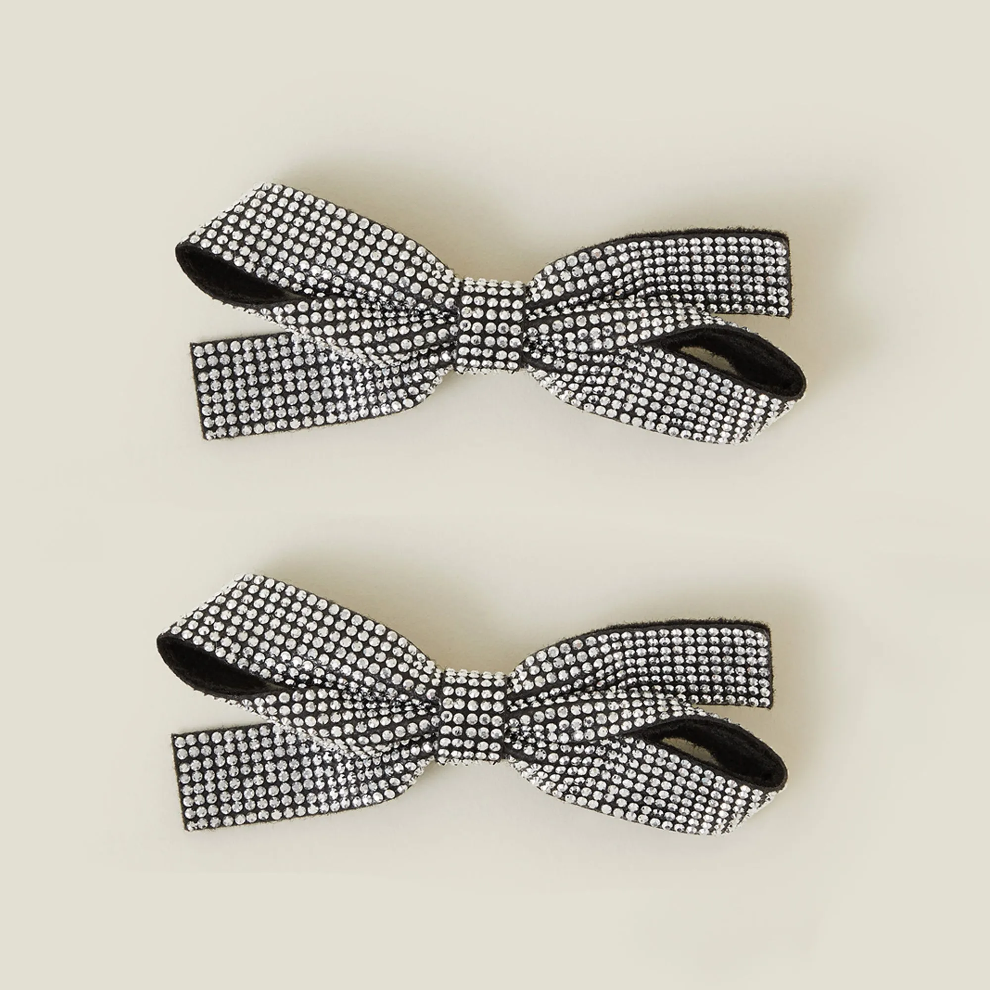 Black Diamante Bow Hair Clips Set Of 2
