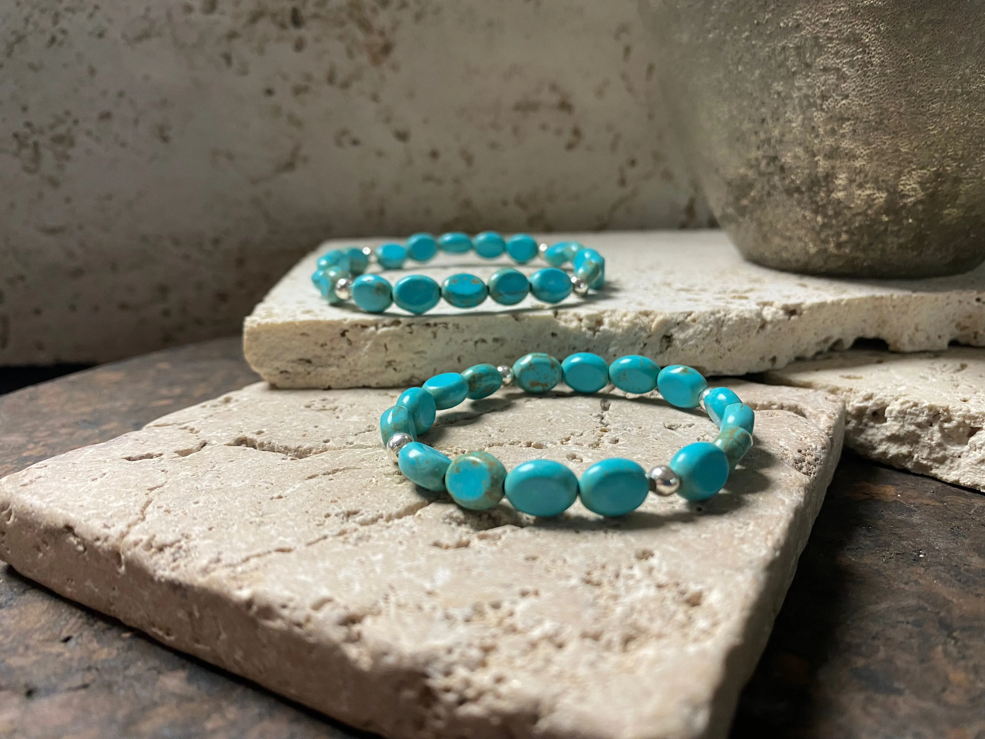 Blue Howlite And Silver Bracelet