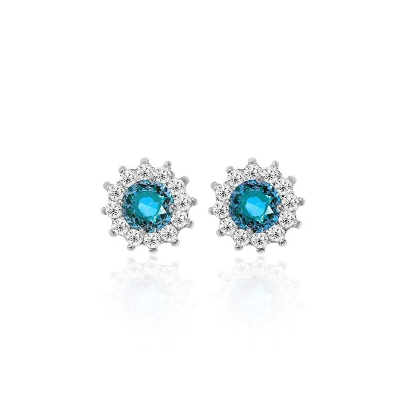 Blue Sapphire Round Stud Earrings