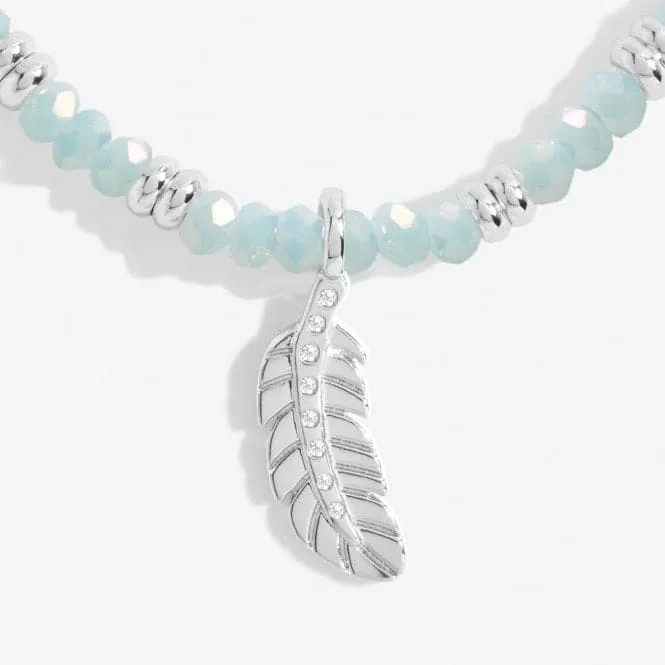 Boho Beads Feather Blue & Silver 17.5cm Stretch Bracelet 6815