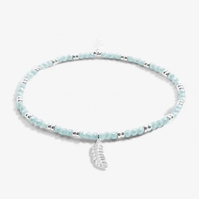 Boho Beads Feather Blue & Silver 17.5cm Stretch Bracelet 6815