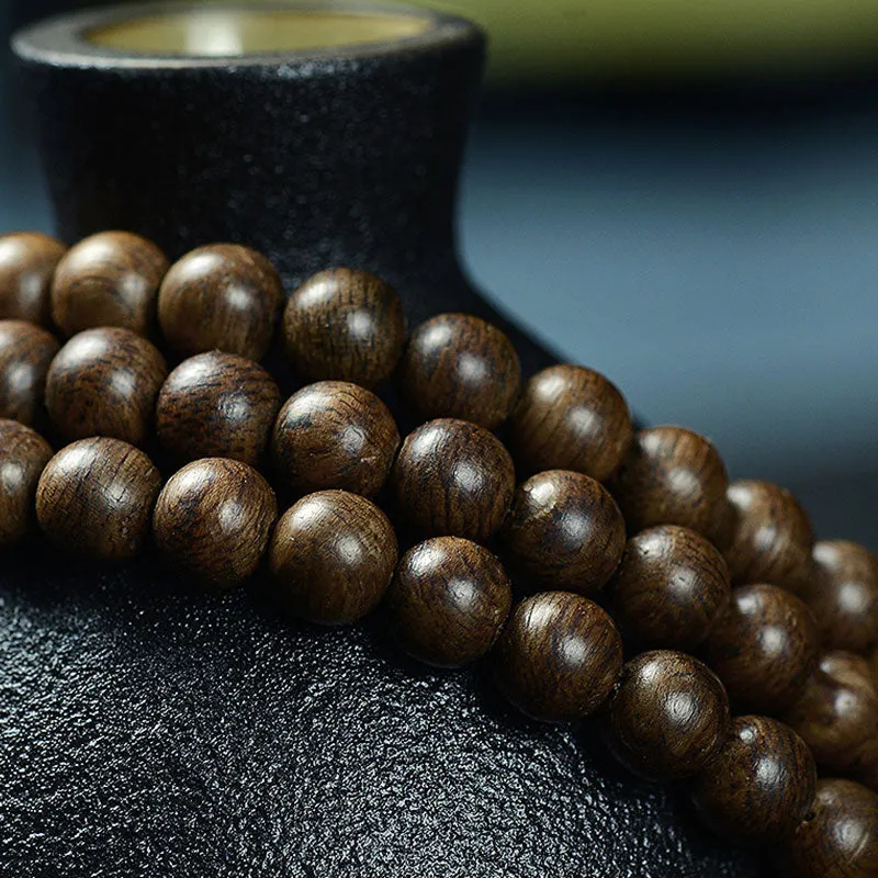 Buddha Stones 108 Mala Beads 999 Gold Brunei Agarwood Heart Sutra Amber Red Agate Strength Meditation Bracelet (Extra 30% Off | USE CODE: FS30)