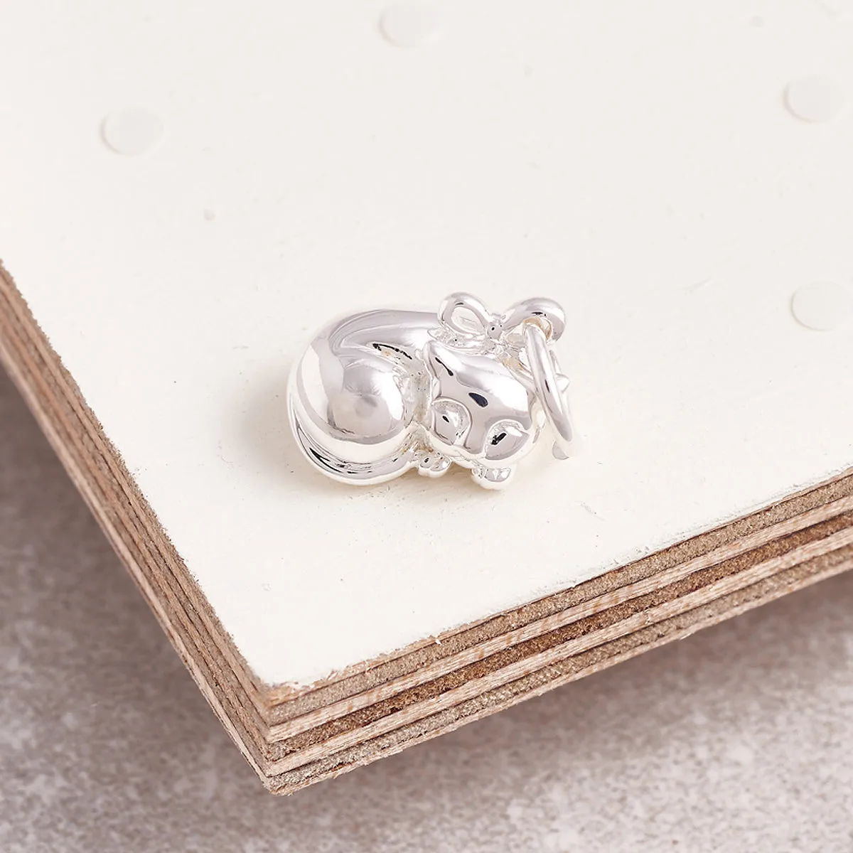 Cat Silver Charm