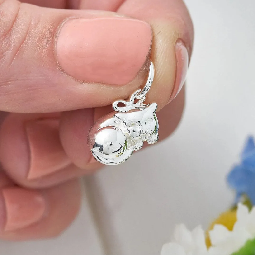 Cat Silver Charm