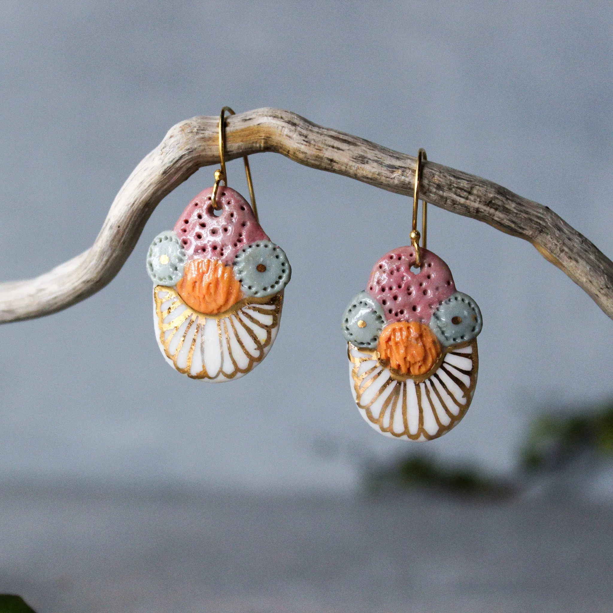Ceramic Earrings Colour Layers #10