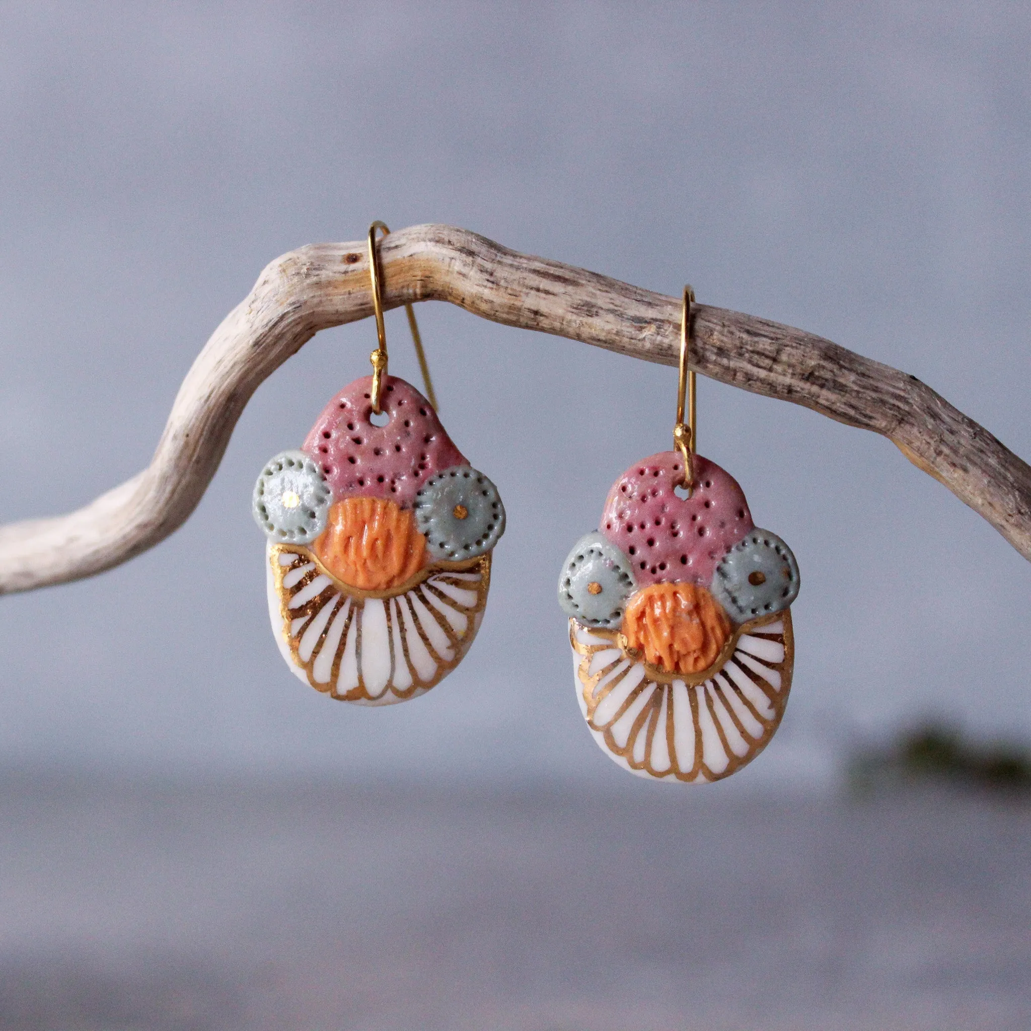 Ceramic Earrings Colour Layers #10