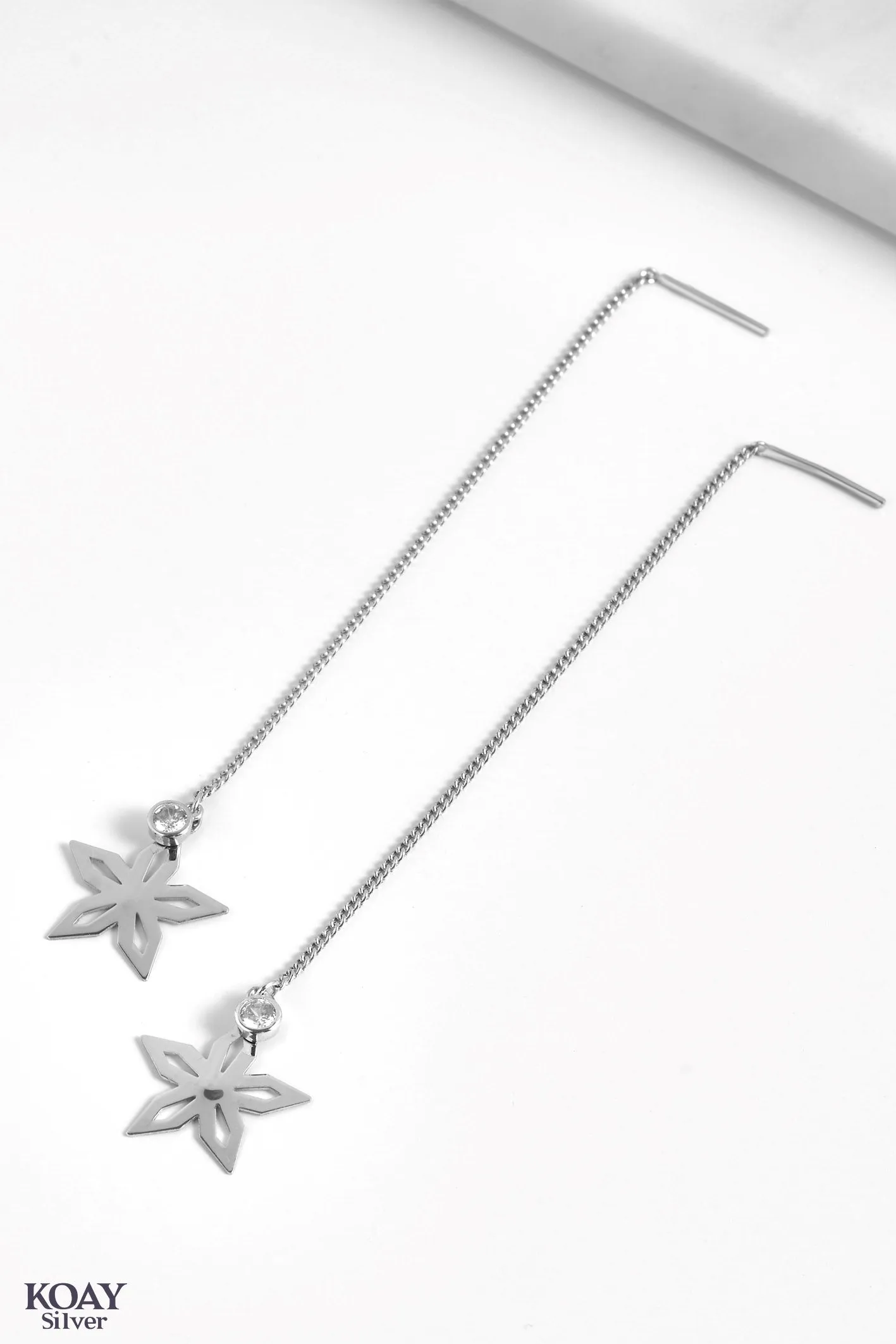 Chain Zircon Flower Earring