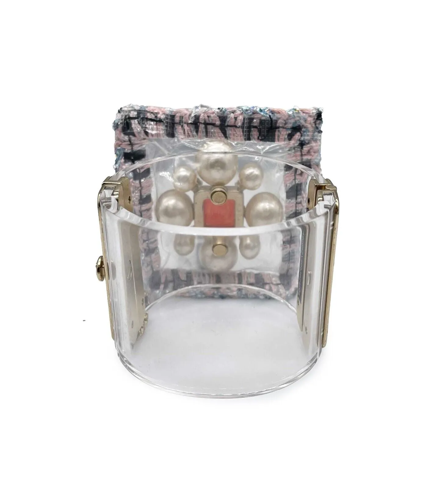 Chanel - Tweed Crochet PVC CC Supermarket Pearl Strass Orange Gripoix Clear Cuff