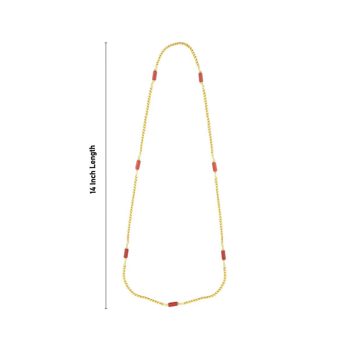 Coral Beads With Chain - 14 Inches | Gold Polish Jewellery/ Coral Beads Jewelry for Women