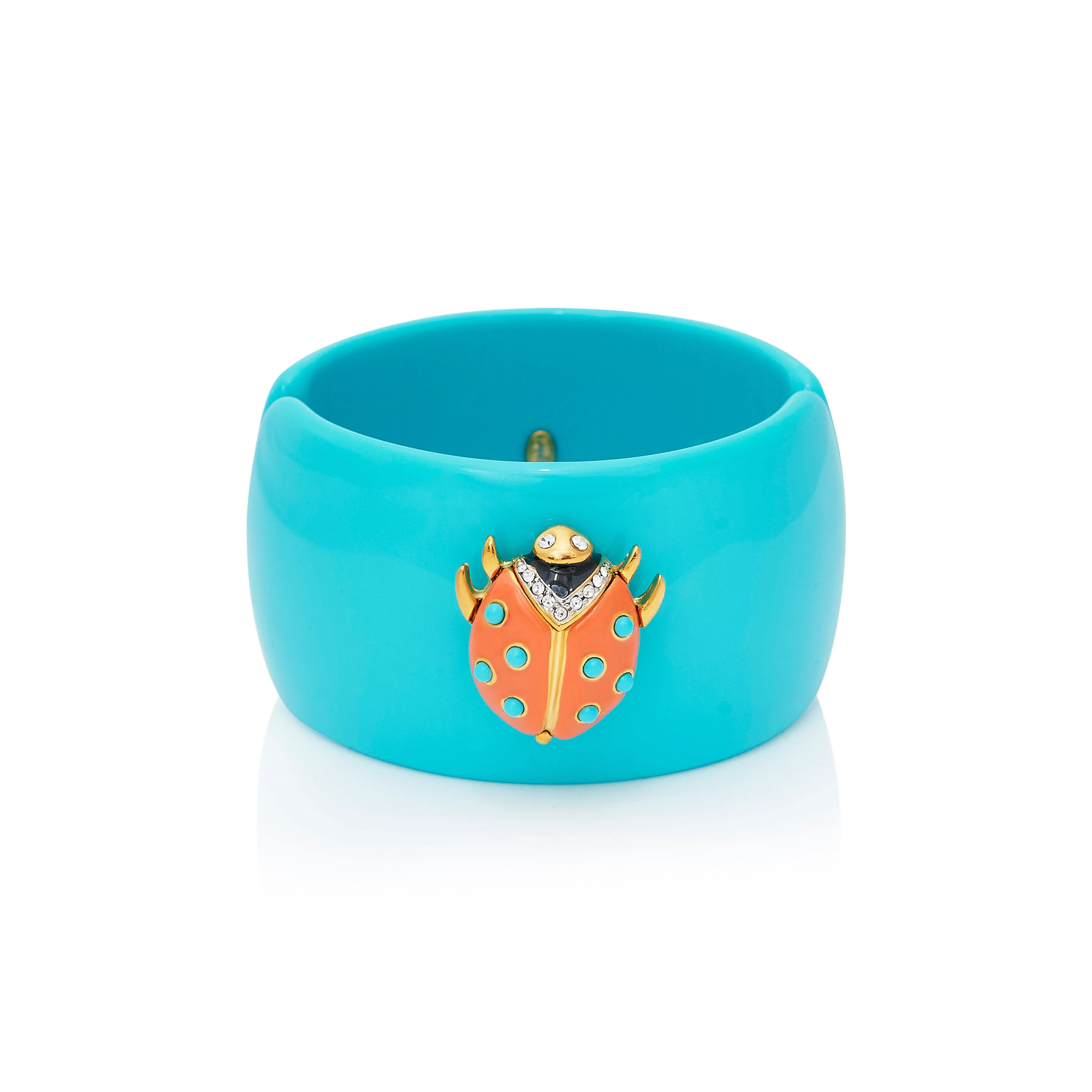 Coral Ladybug Cuff Bracelet