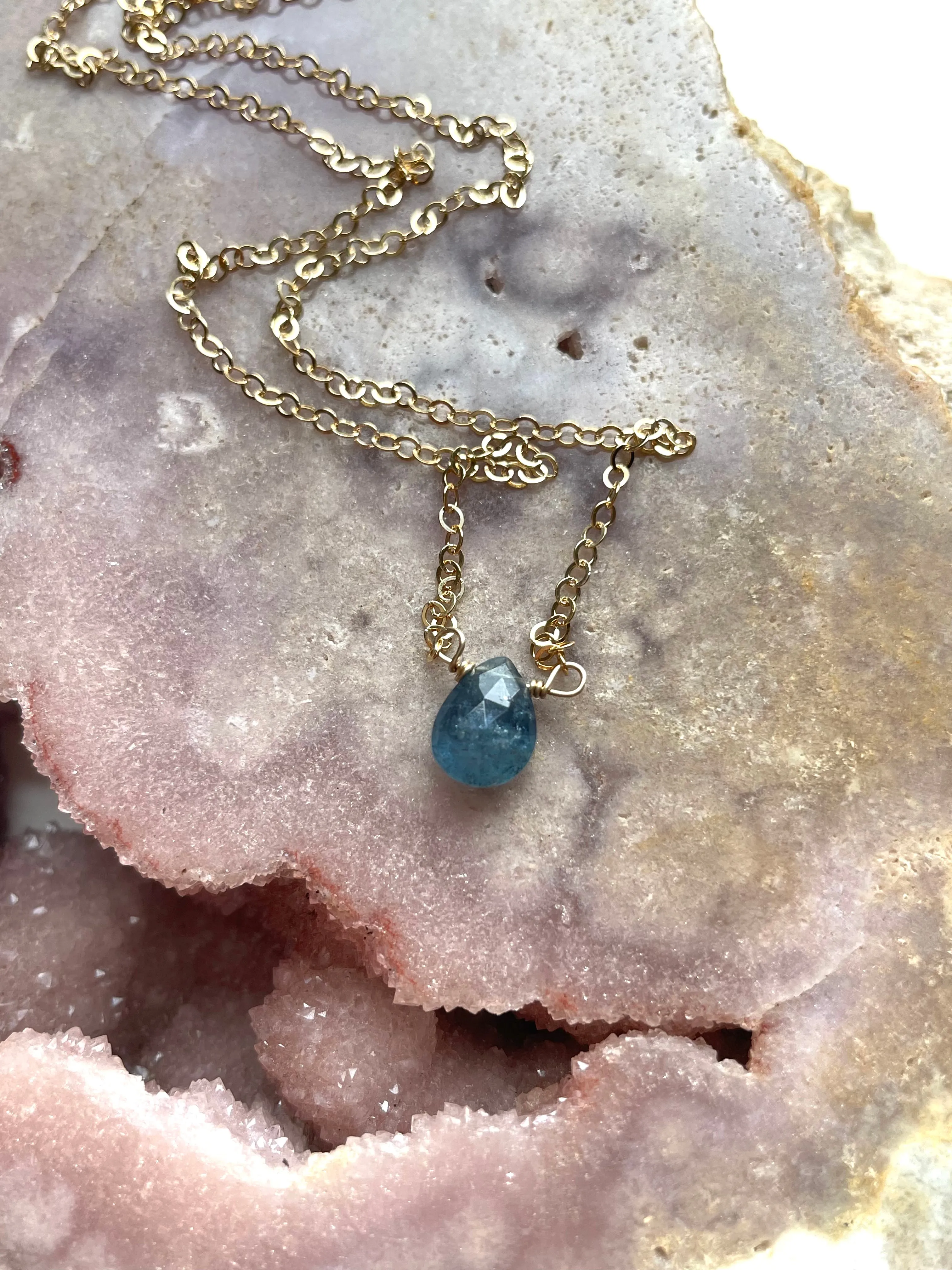 Dainty Moss Aquamarine Necklace March Birthstone Jewelry Gift For Women