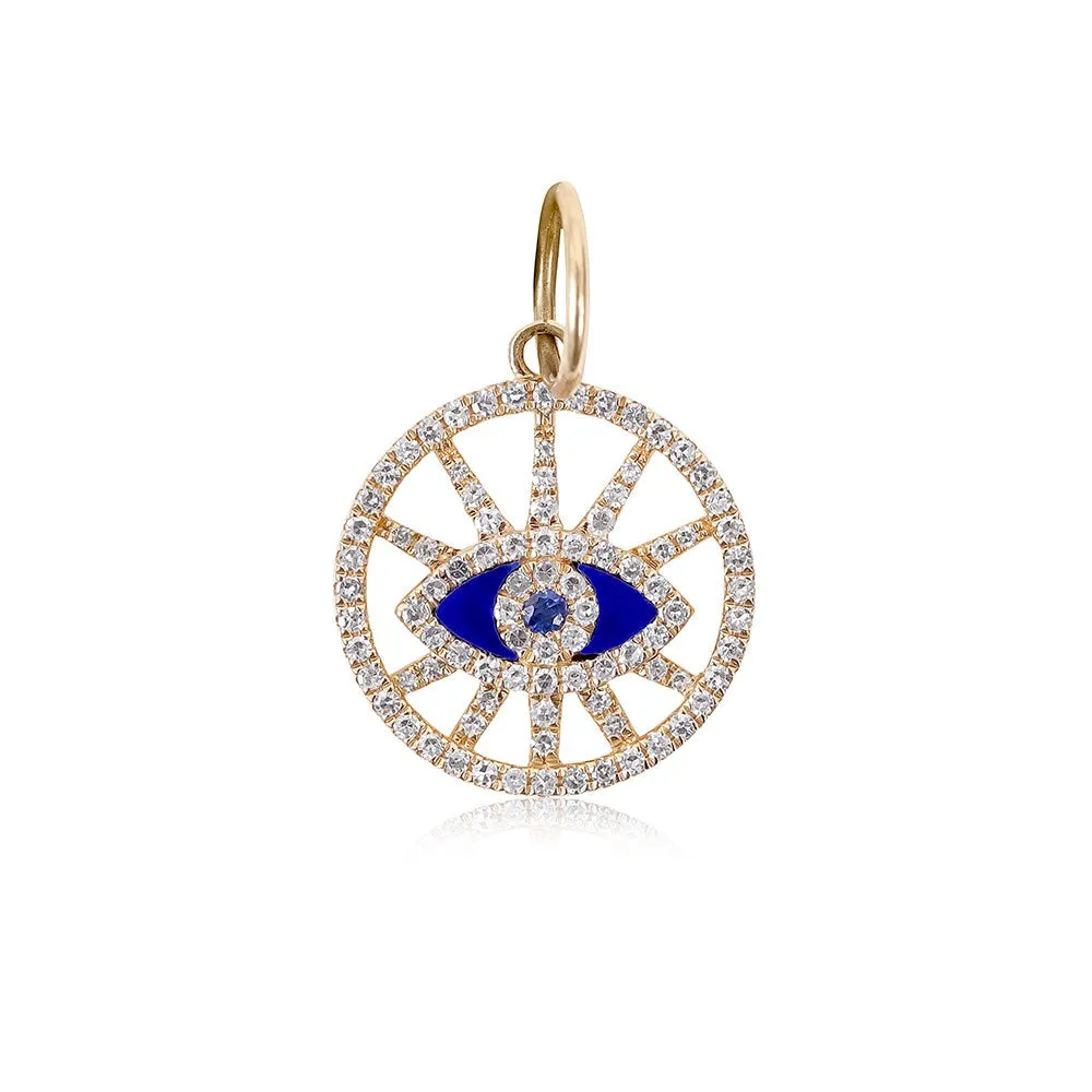 DIAMOND AND LAPIS EVIL EYE CUTOUT MEDALLION